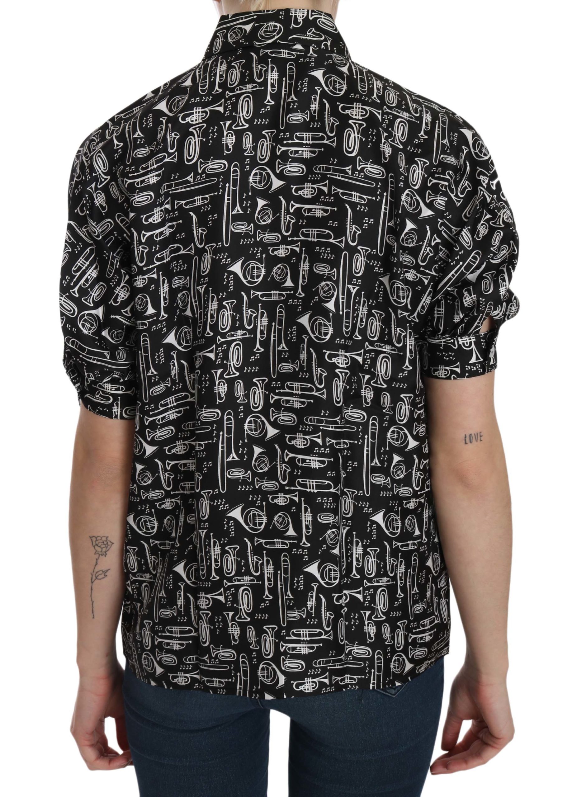 1026338.jpg Elegant Musical Instrument Silk Top - Image 3
