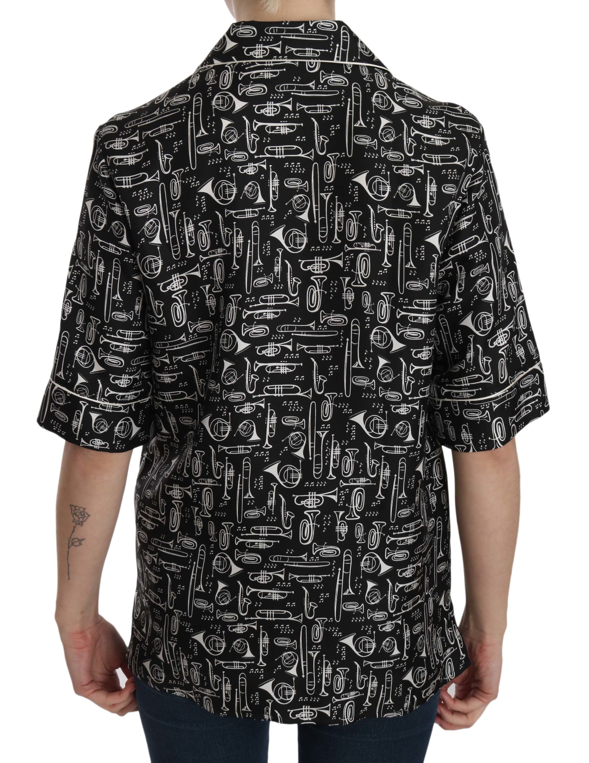 1026398.jpg Musical Instrument Silk Collared Top - Image 2