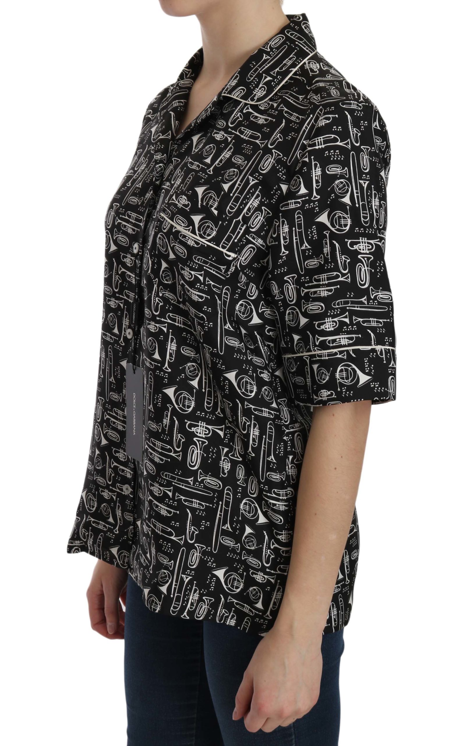 1026407.jpg Musical Instrument Silk Collared Top - Image 4