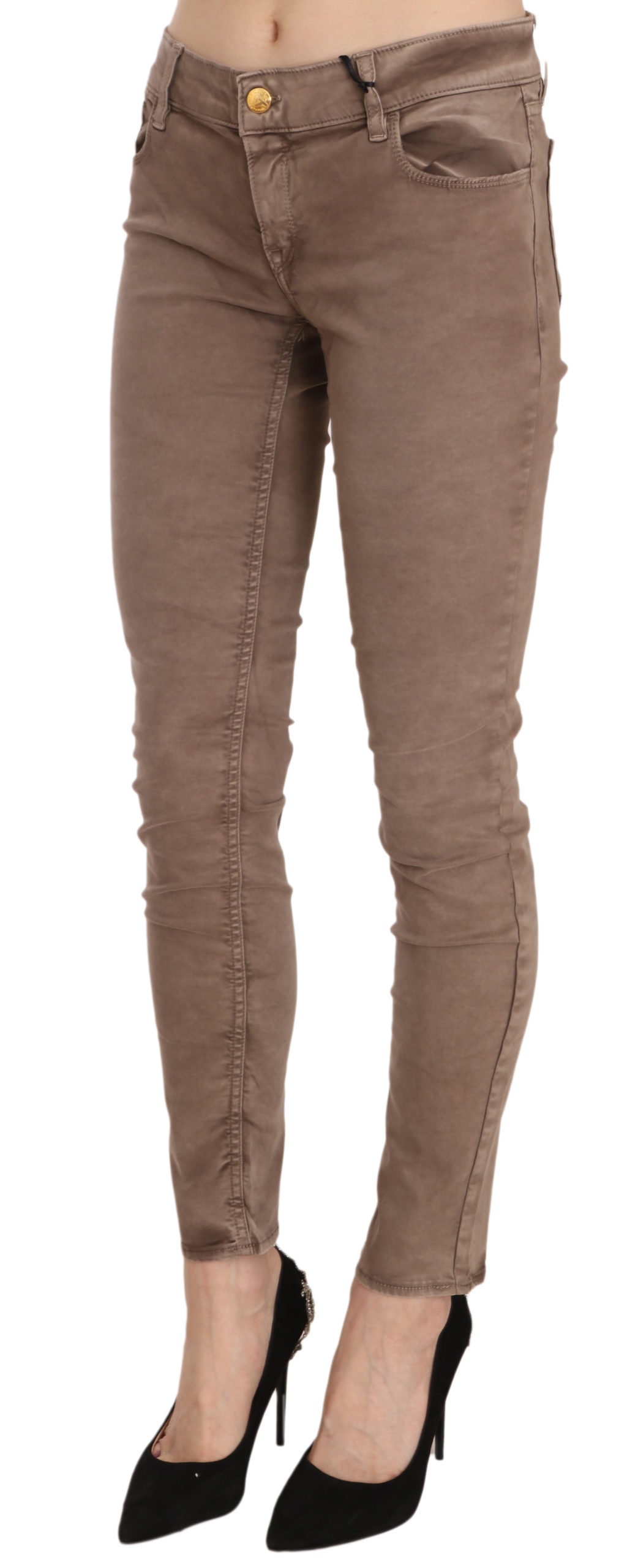 1027091.jpg Chic Brown Slim Fit Skinny Jeans - Image 2
