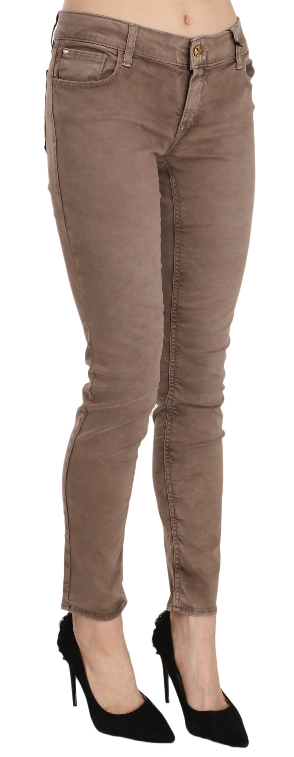 1027100.jpg Chic Brown Slim Fit Skinny Jeans - Image 4