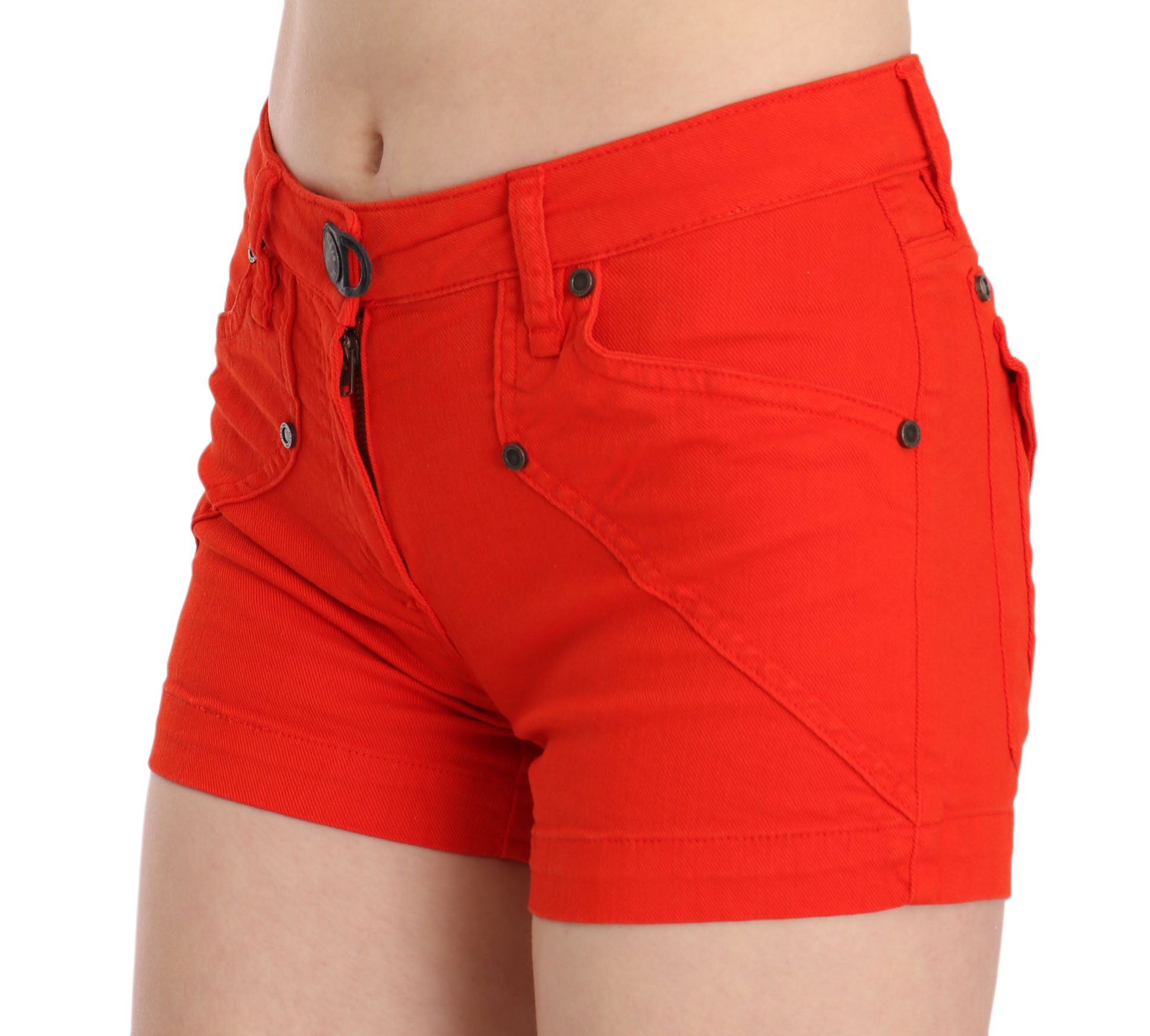 1042601.jpg Chic Mid Waist Mini Shorts in Vibrant Orange - Image 3