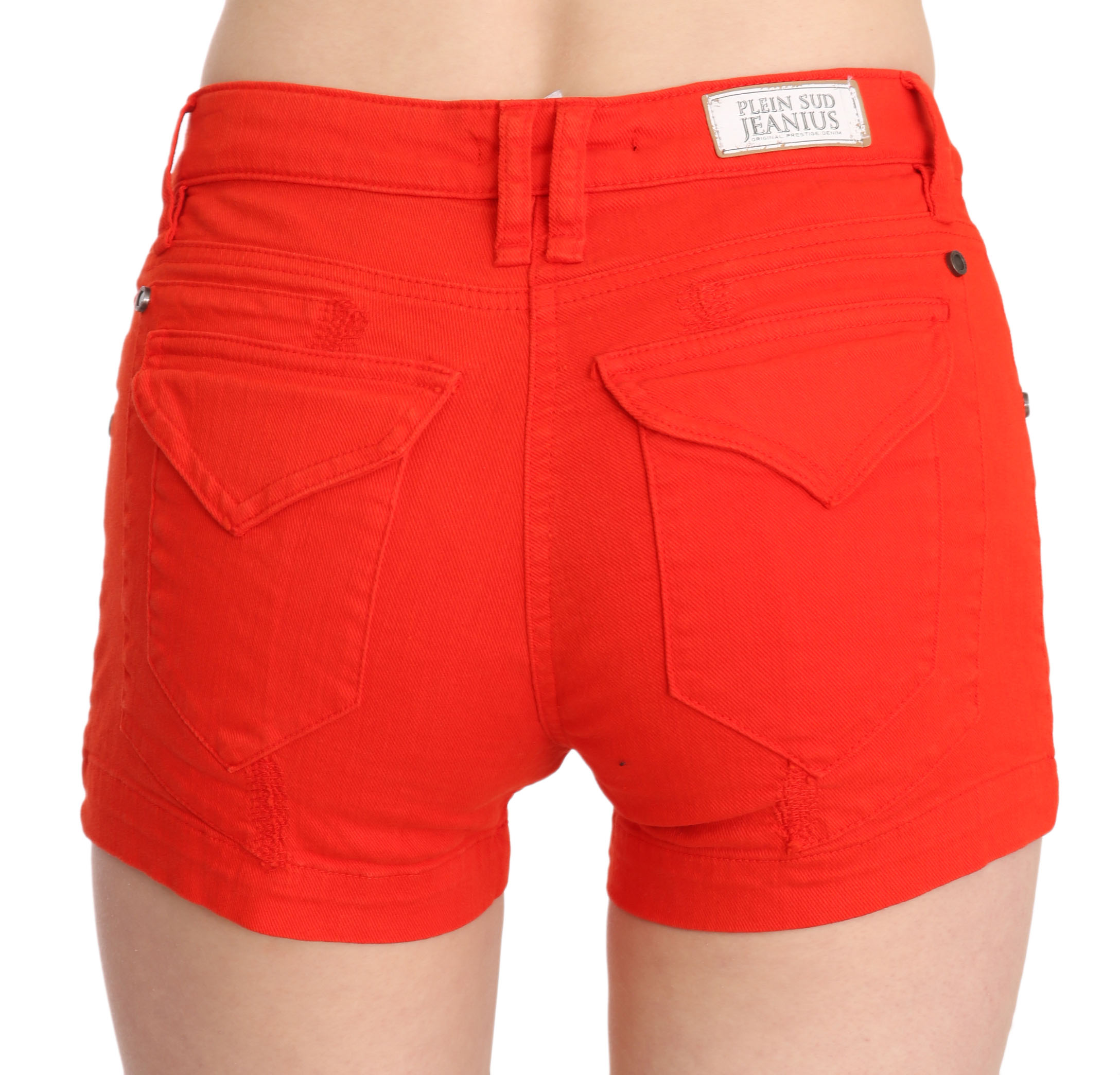 1042604.jpg Chic Mid Waist Mini Shorts in Vibrant Orange - Image 4