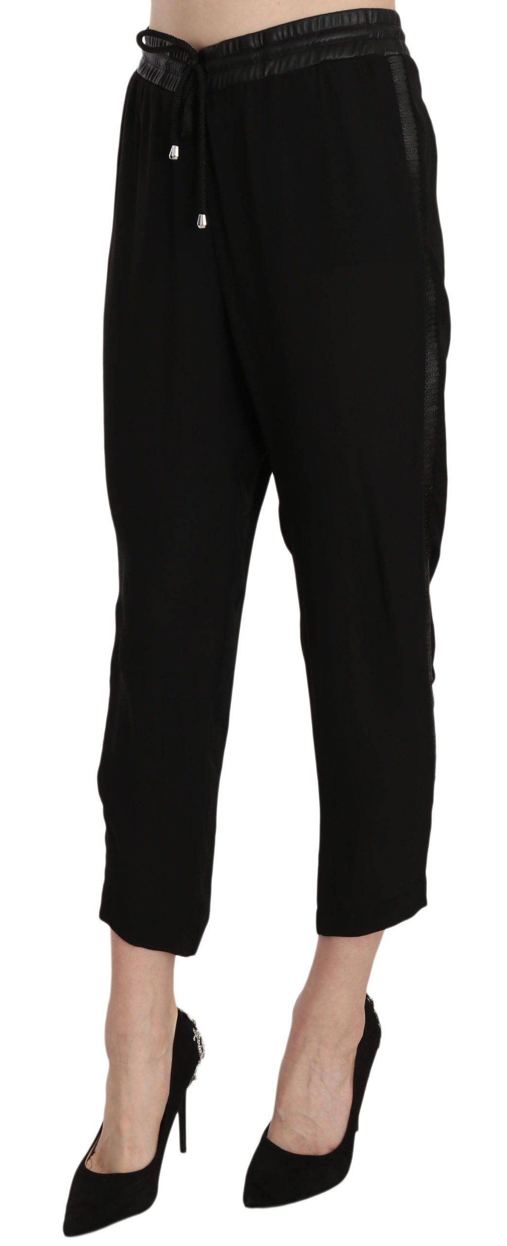 1137977.jpg Chic High Waist Cropped Pants in Elegant Black - Image 2