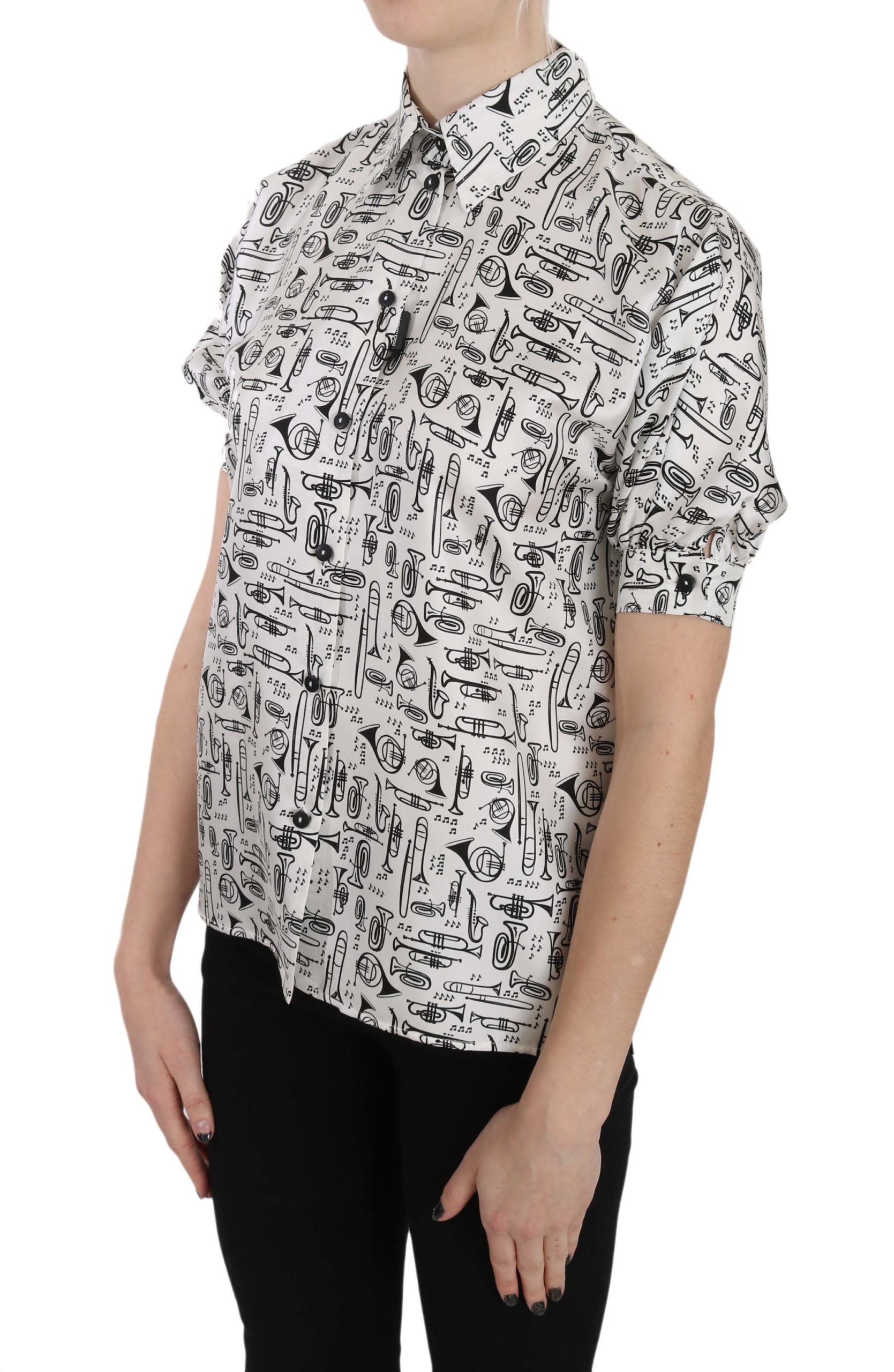 1151180.jpg Elegant Trumpet Print Silk Blouse - Image 2
