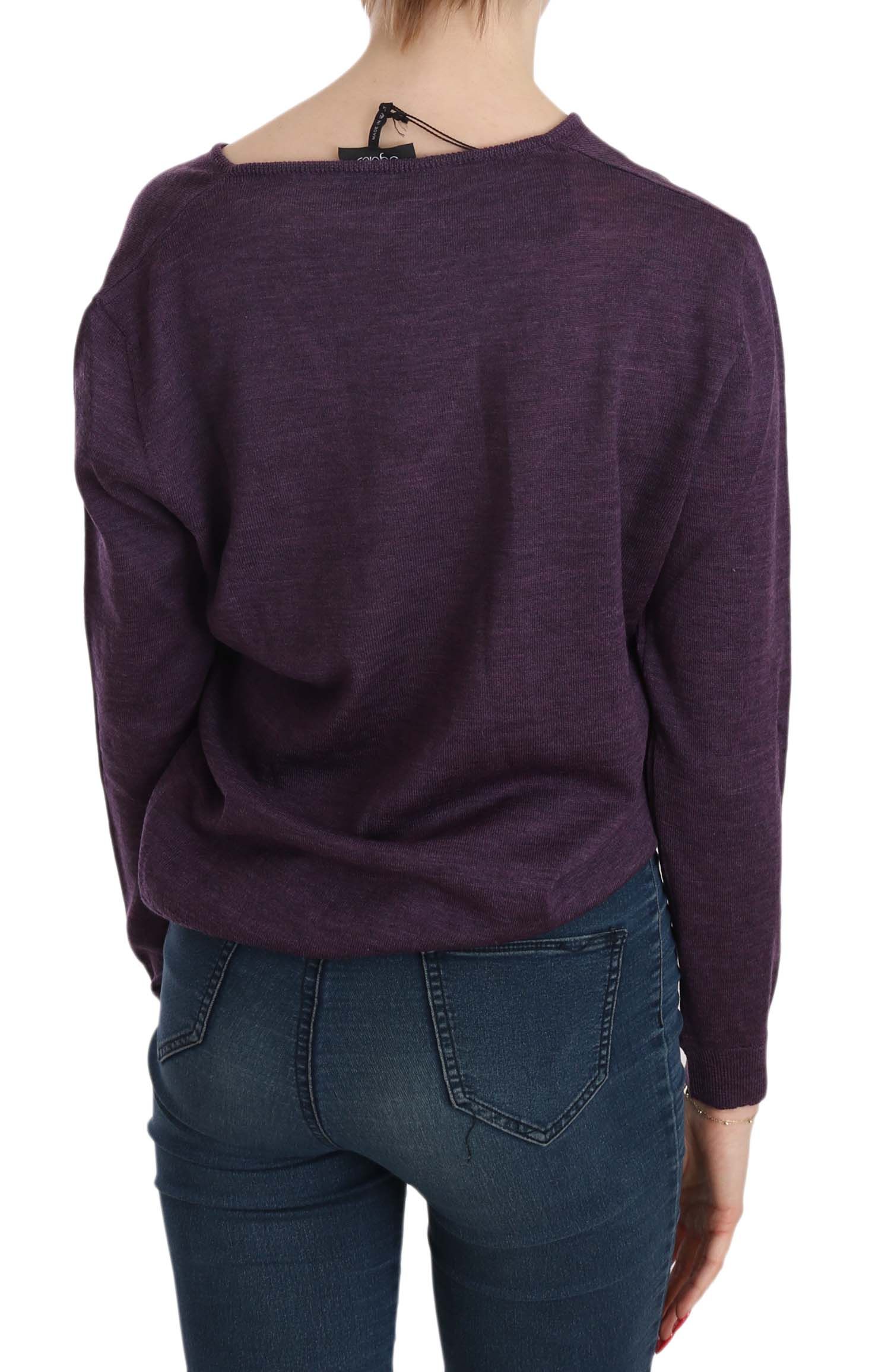 1156598.jpg Elegant Purple V-Neck Wool Blouse - Image 3