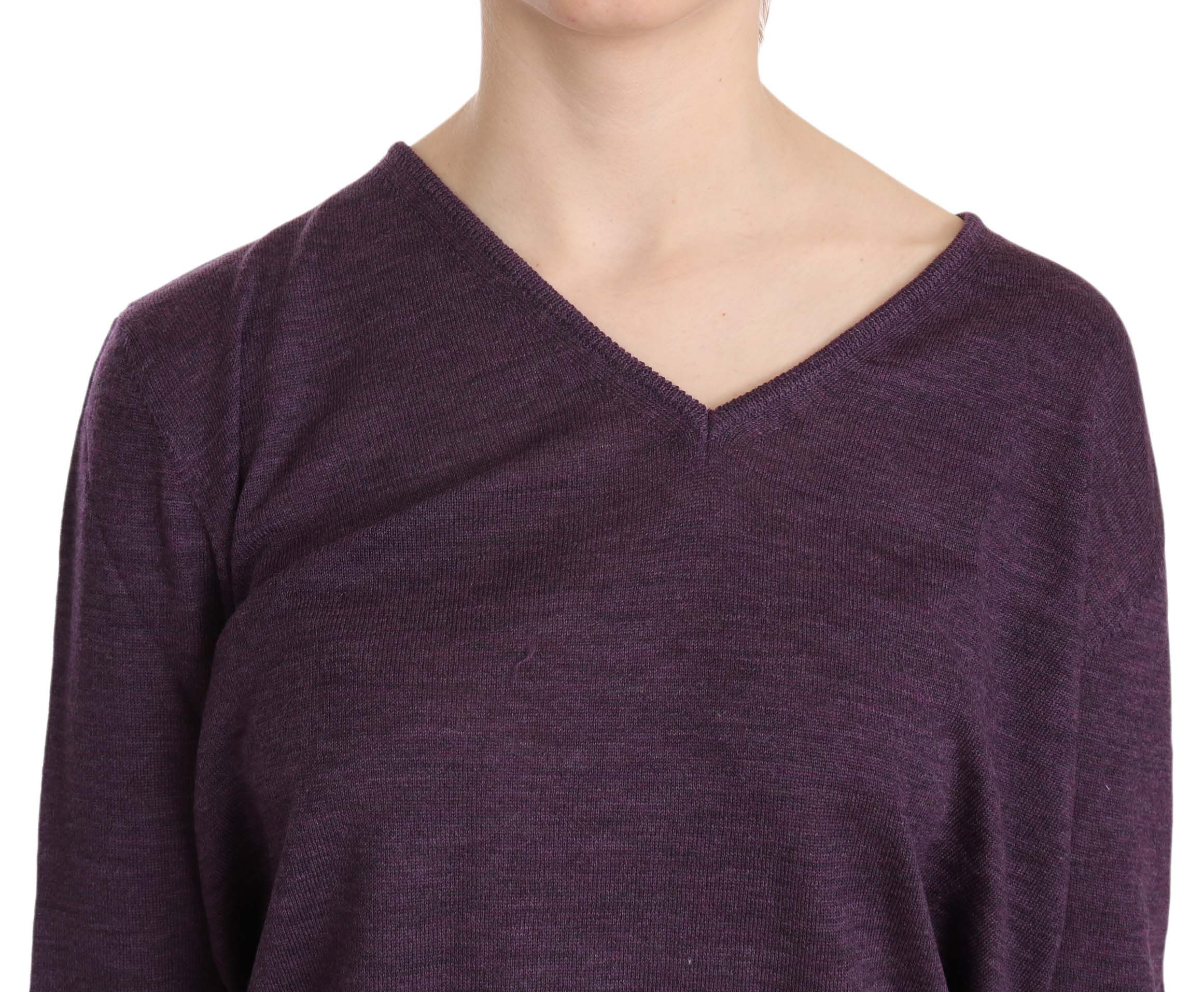 1156601.jpg Elegant Purple V-Neck Wool Blouse - Image 4