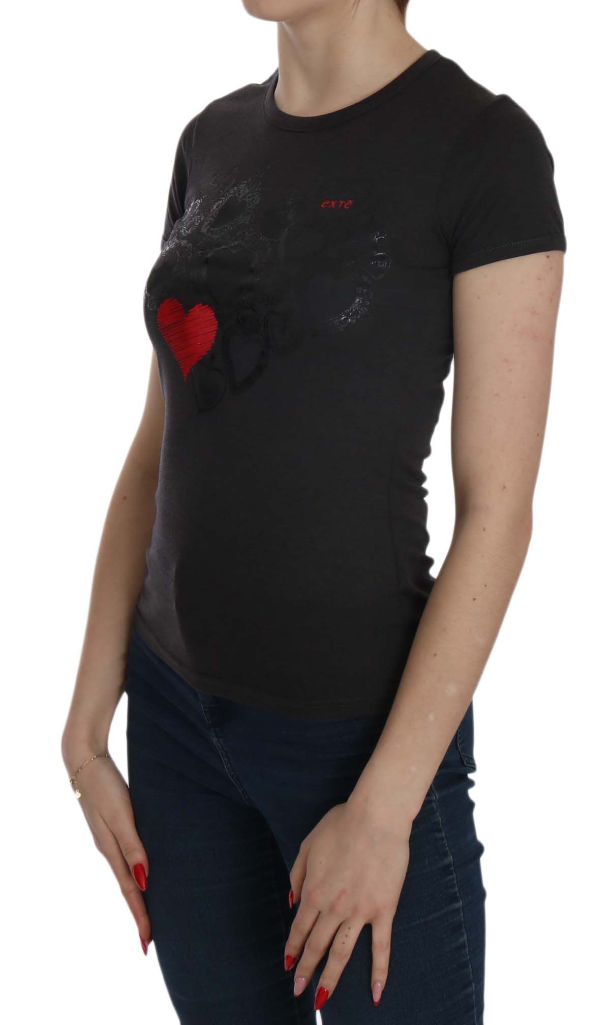 1156850.jpg Black Hearts Print Crew Neck Blouse - Image 2