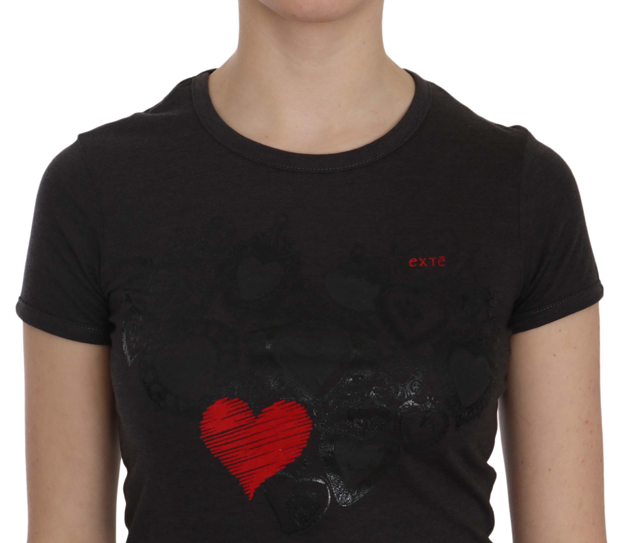 1156856.jpg Black Hearts Print Crew Neck Blouse - Image 4