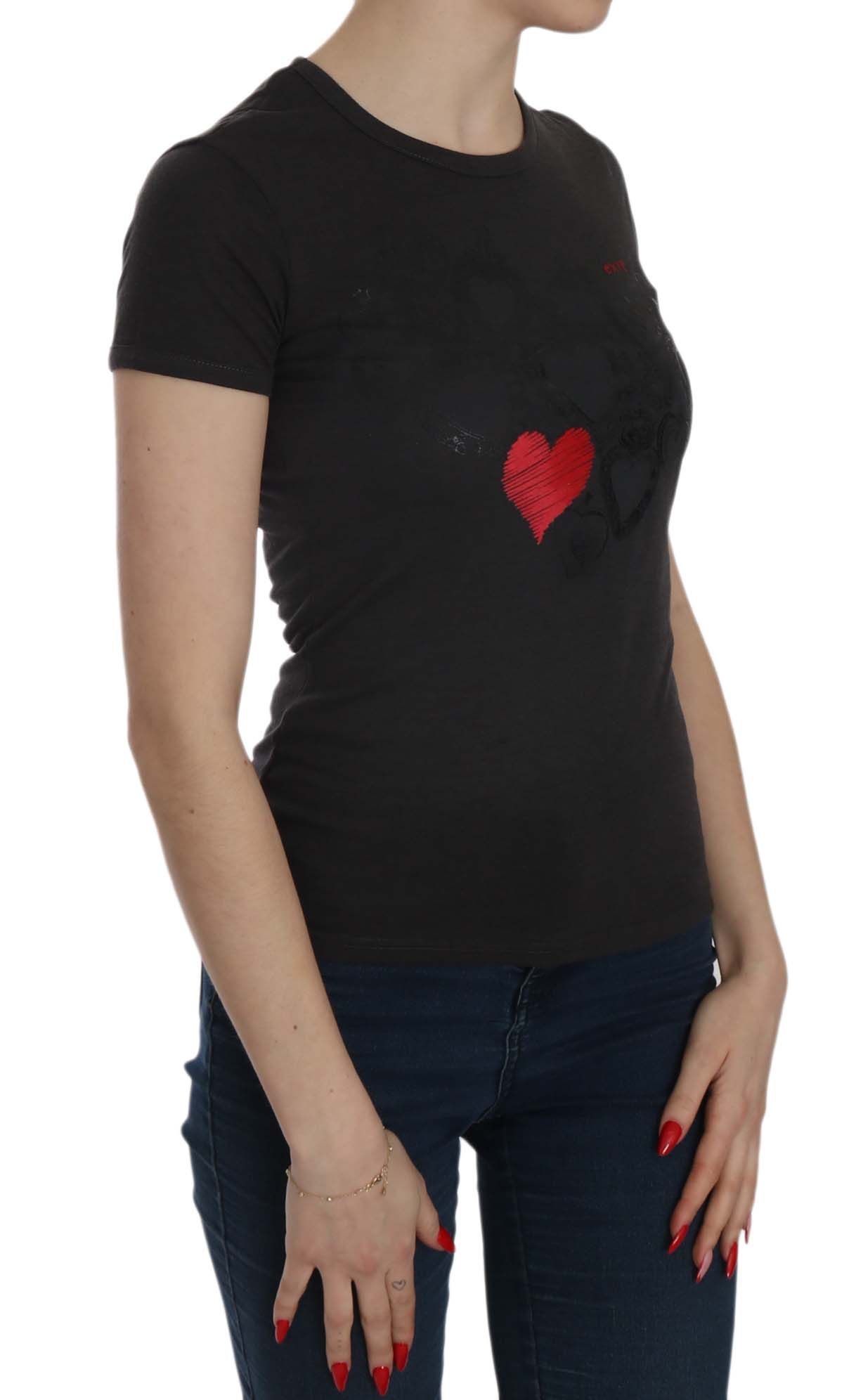 1156862.jpg Black Hearts Print Crew Neck Blouse - Image 5