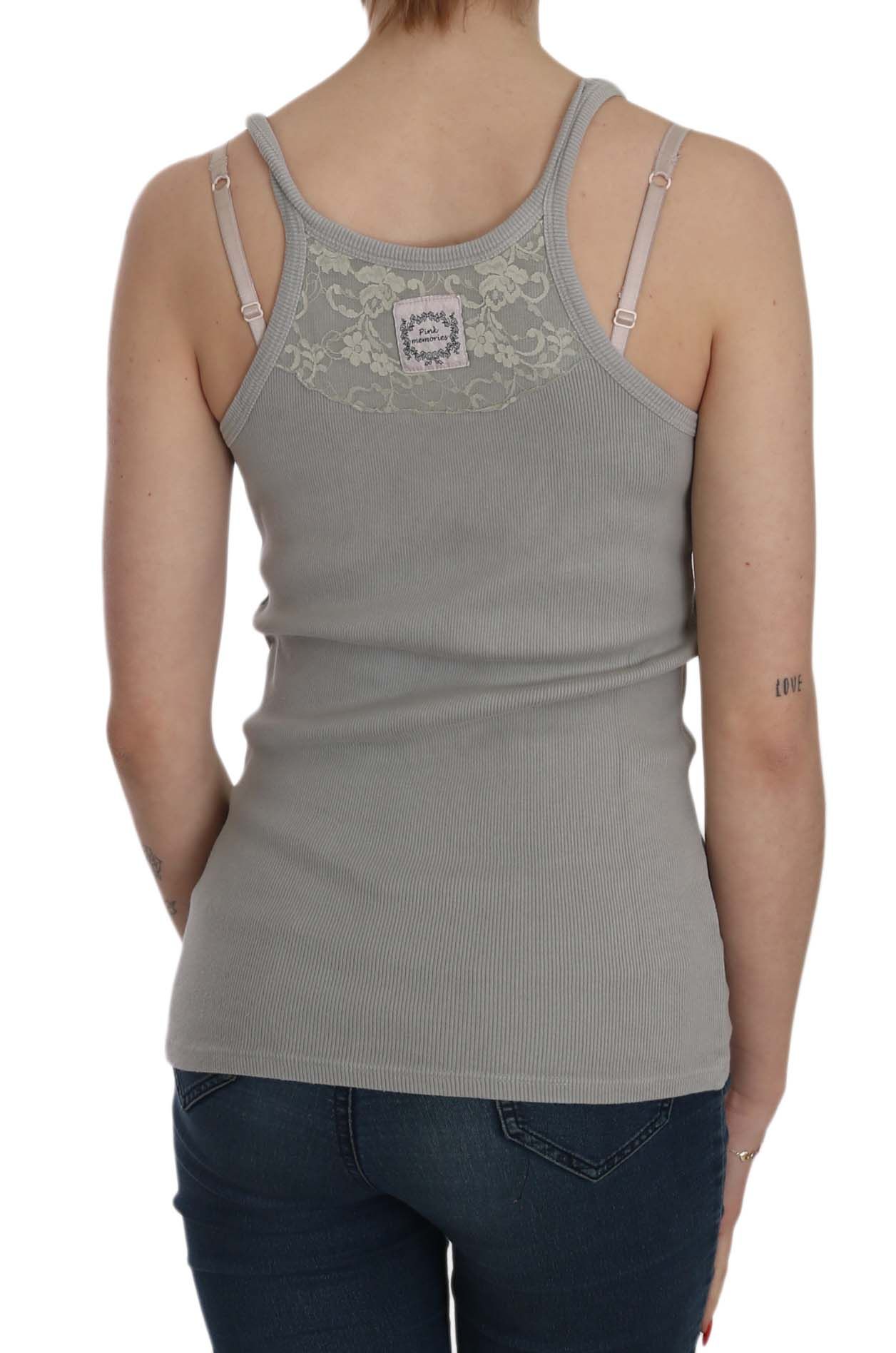 1157435.jpg Elegant Sleeveless Grey Cotton Blouse - Image 4