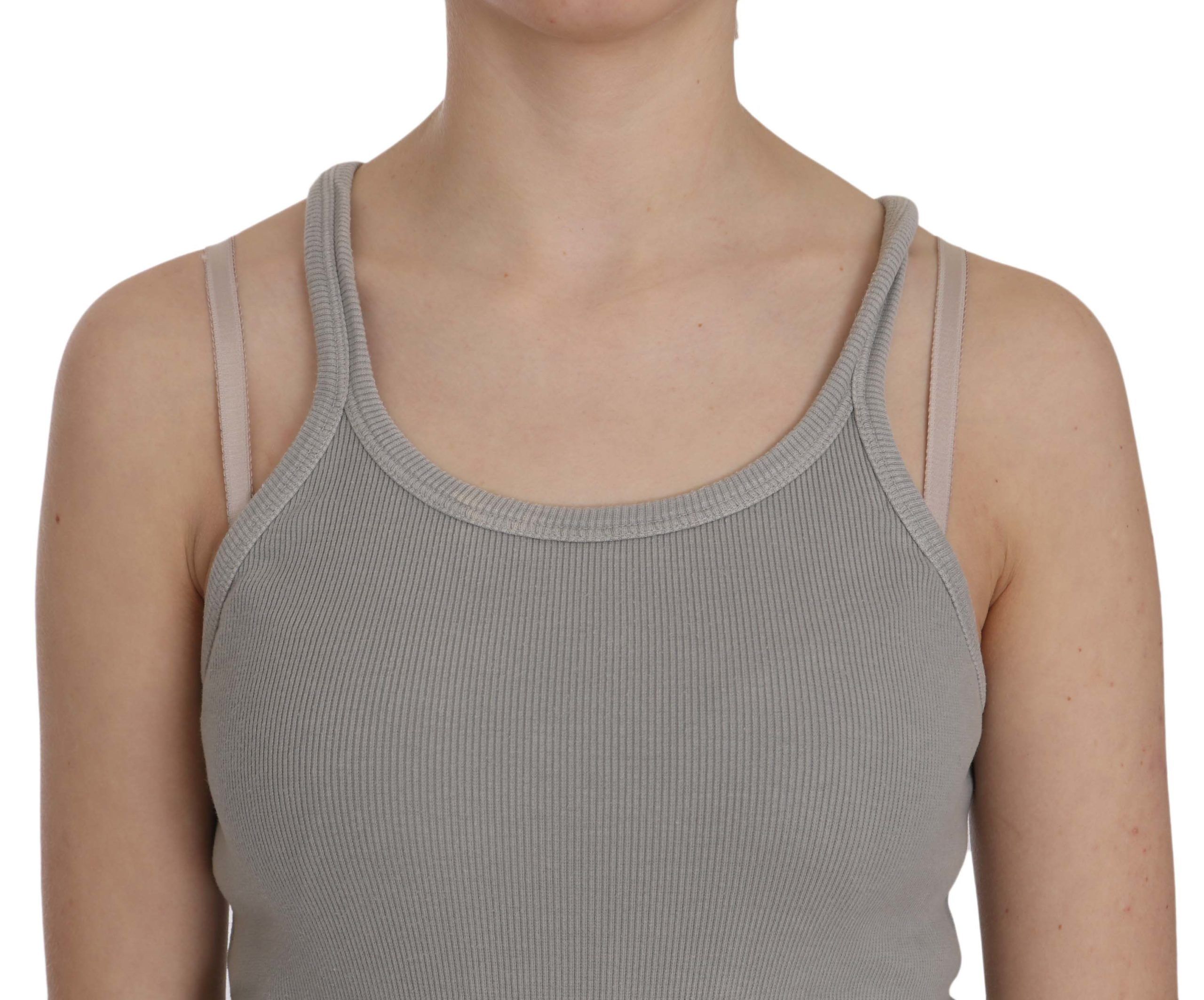 1157438.jpg Elegant Sleeveless Grey Cotton Blouse - Image 5