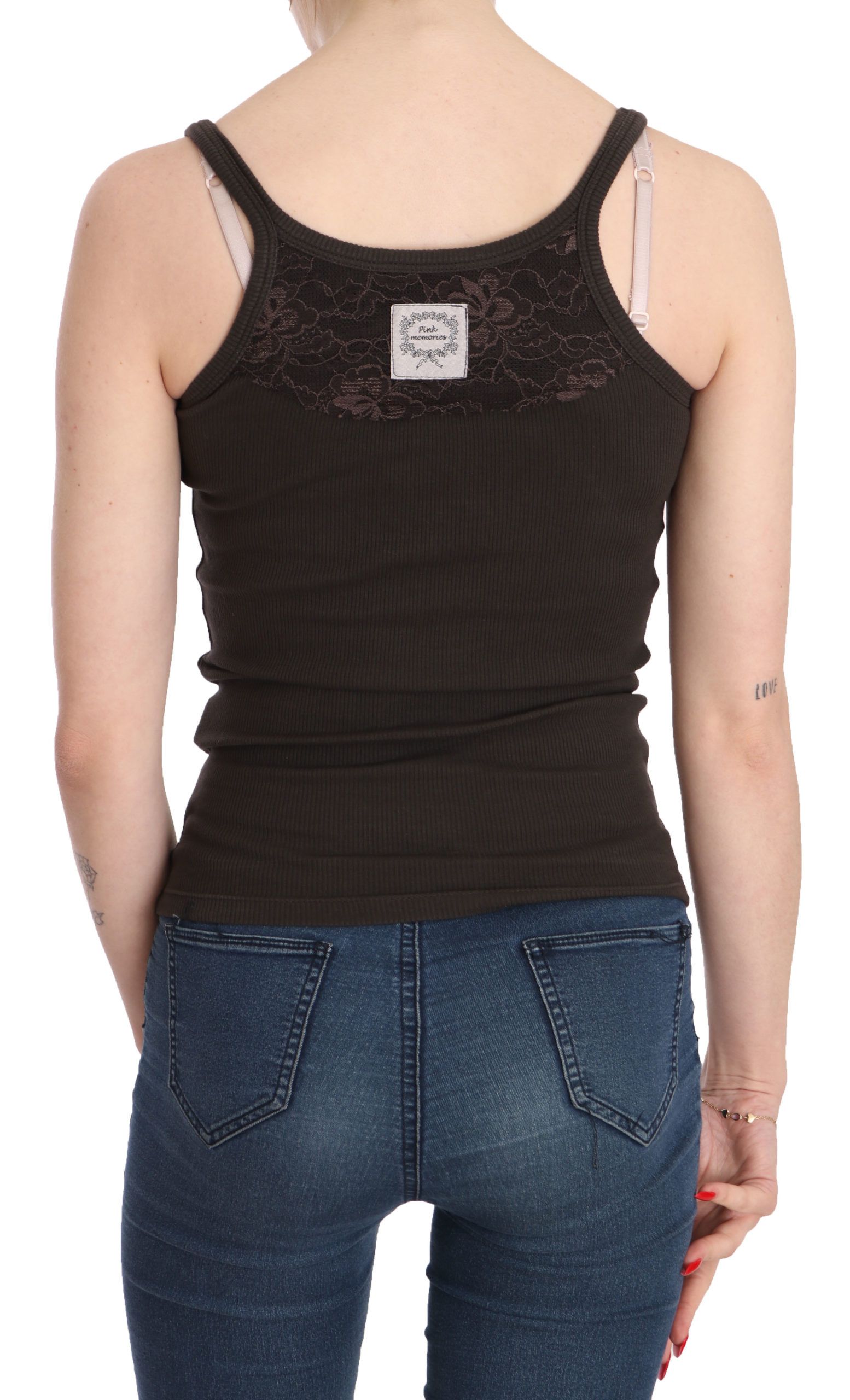 1157678.jpg Elegant Dark Brown Spaghetti Strap Blouse - Image 4