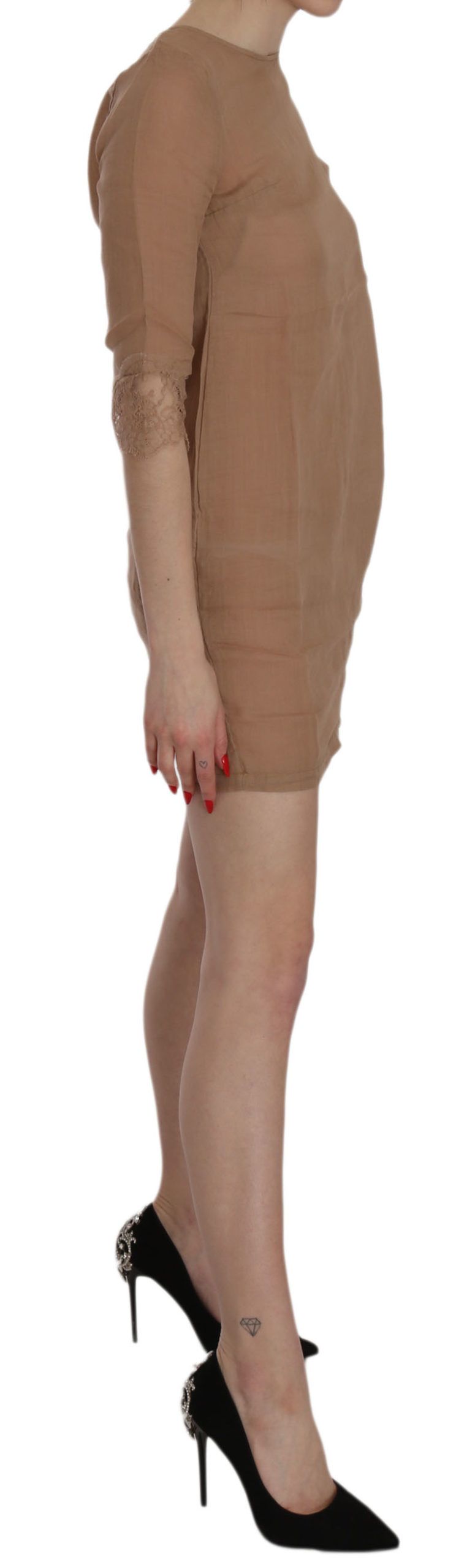 1157807.jpg Elegant Brown Shift Mini Dress - Image 2