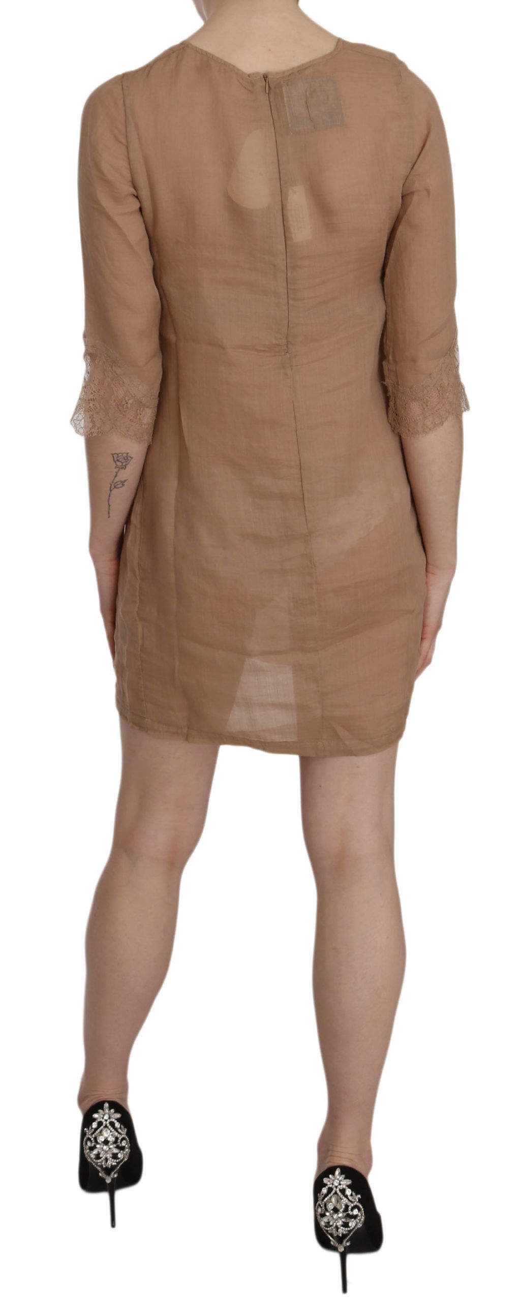 1157813.jpg Elegant Brown Shift Mini Dress - Image 4