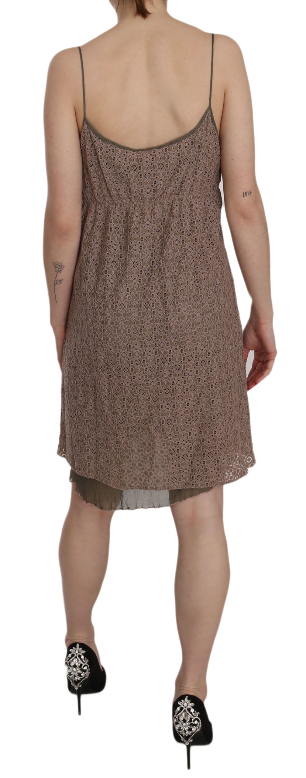 1157912.jpg Chic Green A-Line Spaghetti Strap Mini Dress - Image 4