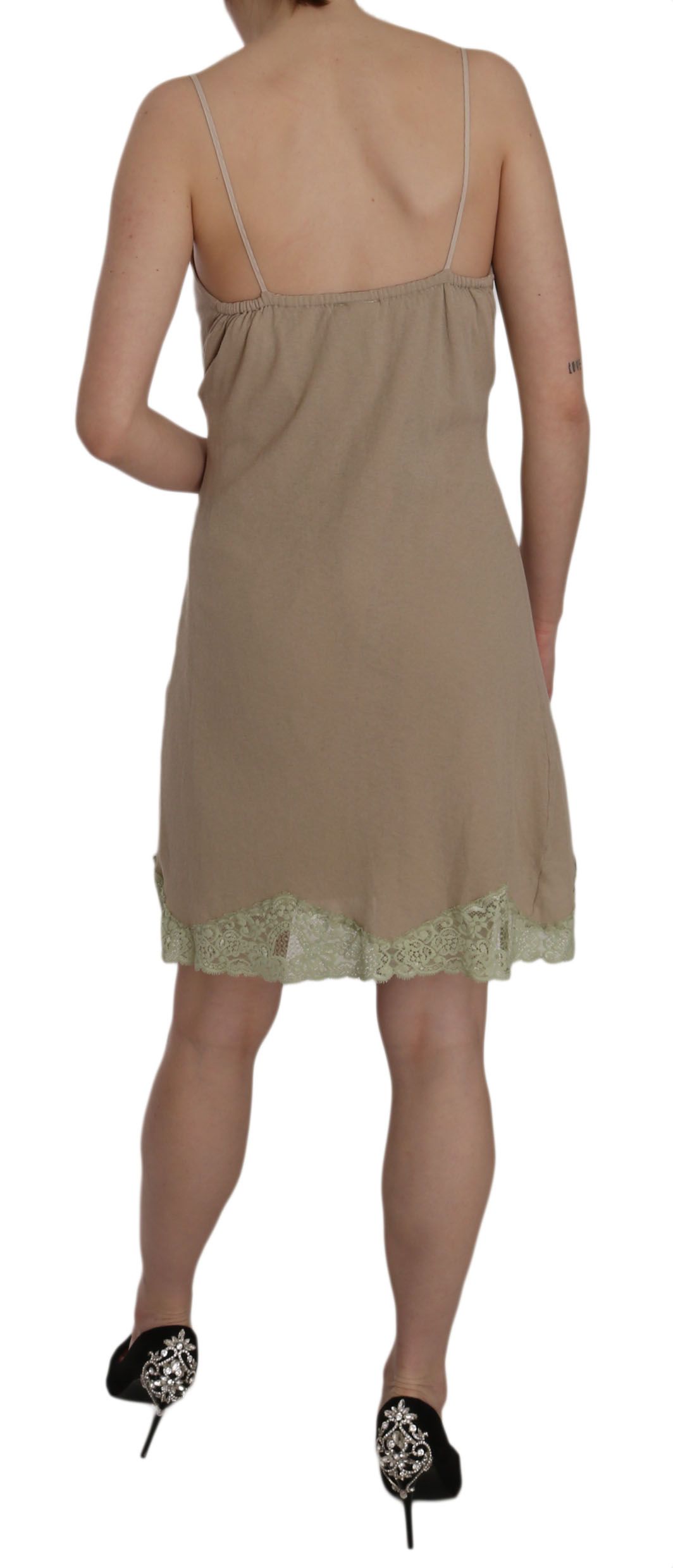 1174997.jpg Elegant Beige Lace Spaghetti Strap Mini Dress - Image 3