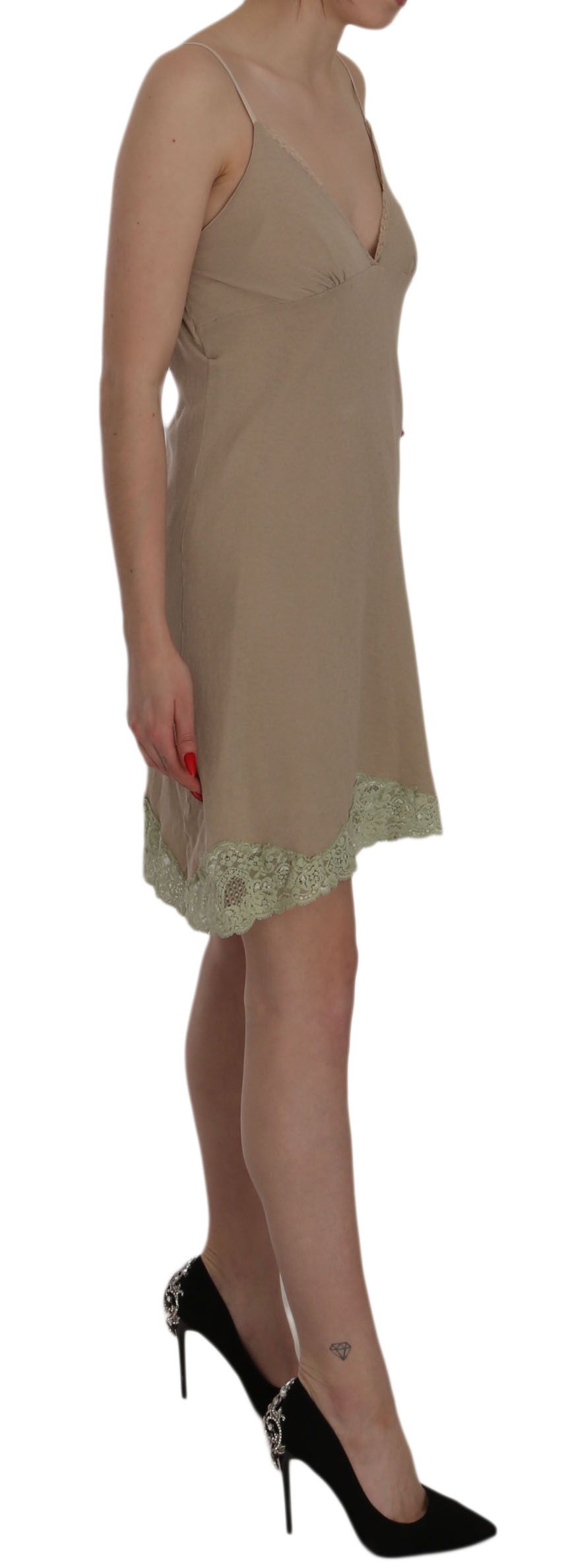 1175006.jpg Elegant Beige Lace Spaghetti Strap Mini Dress - Image 5