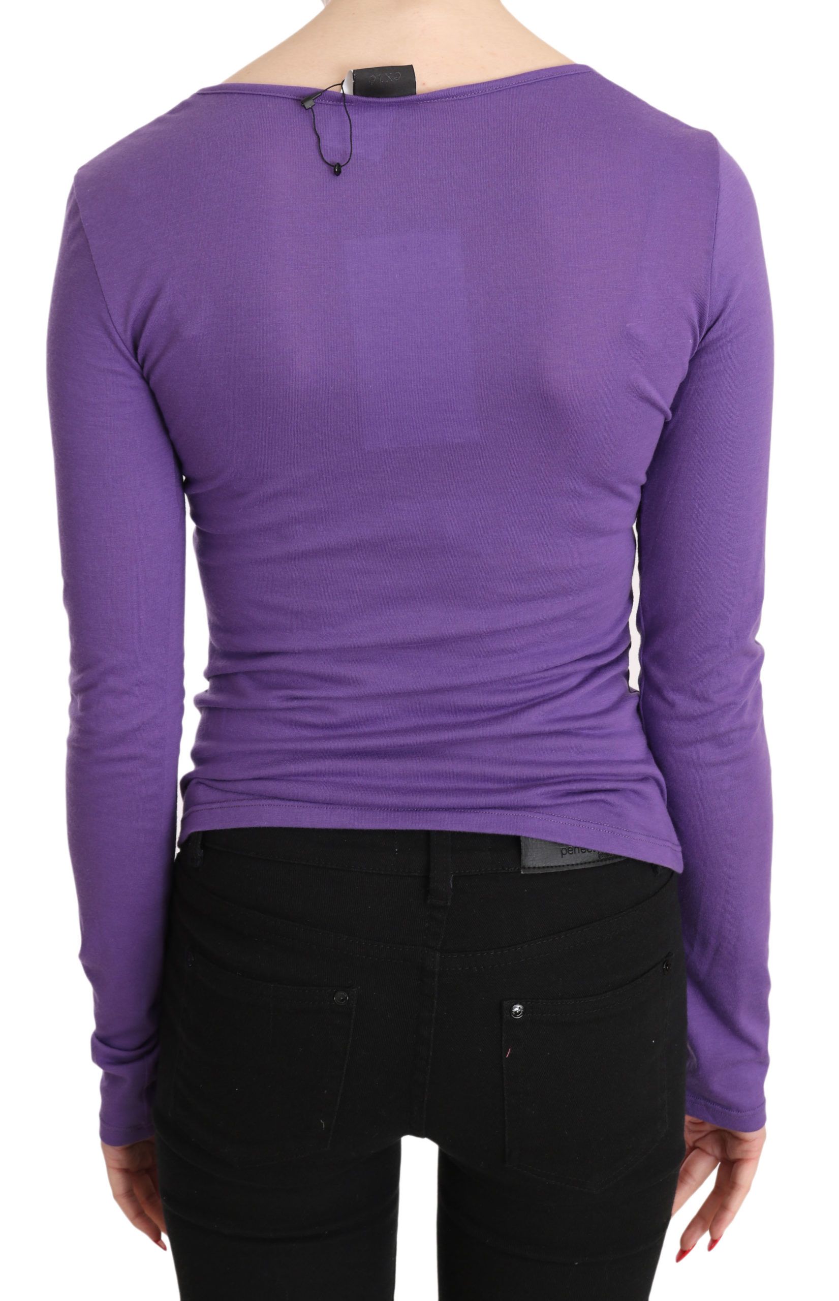1175645.jpg Elegant Purple Crystal Embellished Long Sleeve Top - Image 3