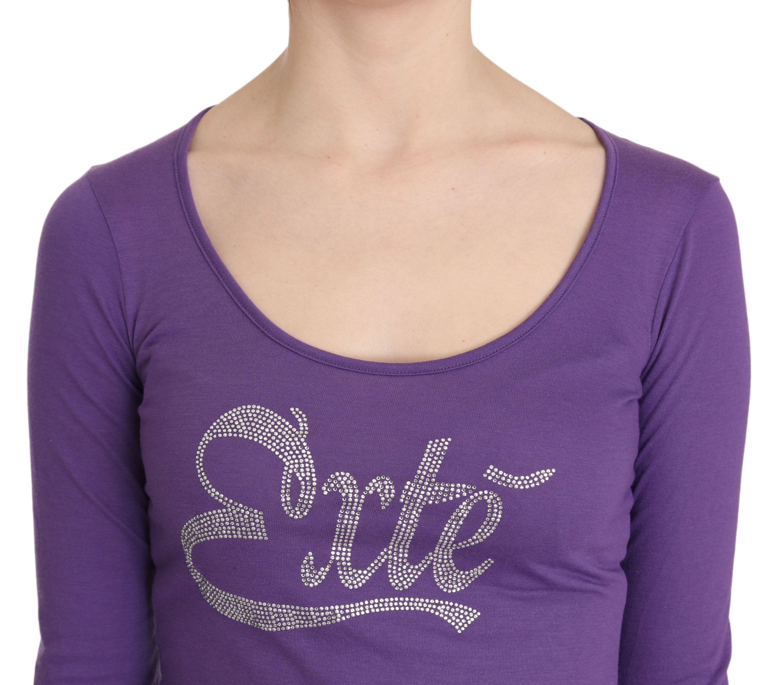 1175648.jpg Elegant Purple Crystal Embellished Long Sleeve Top - Image 4