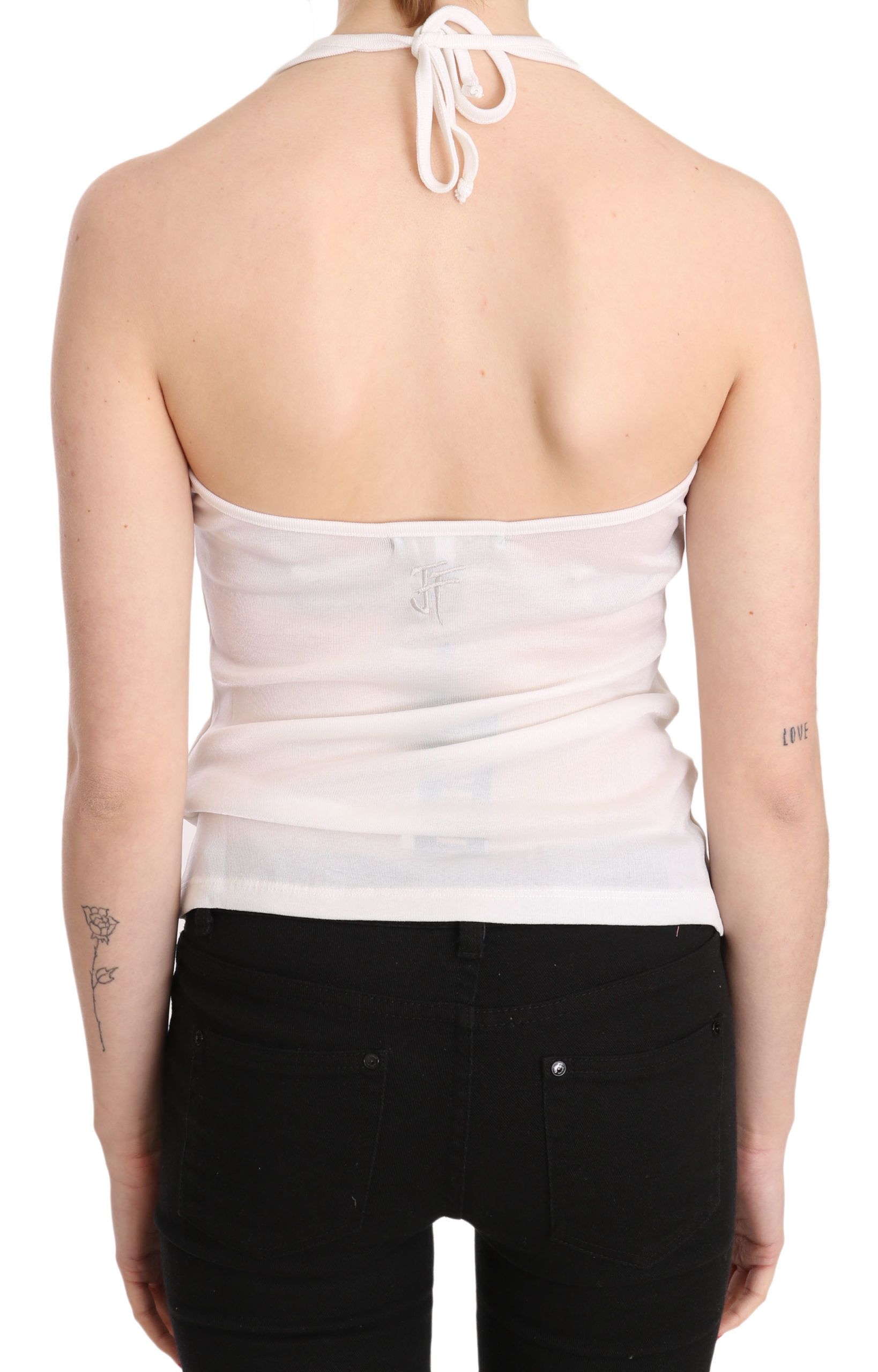1175726.jpg Elegant White Halter Casual Tank Top - Image 2