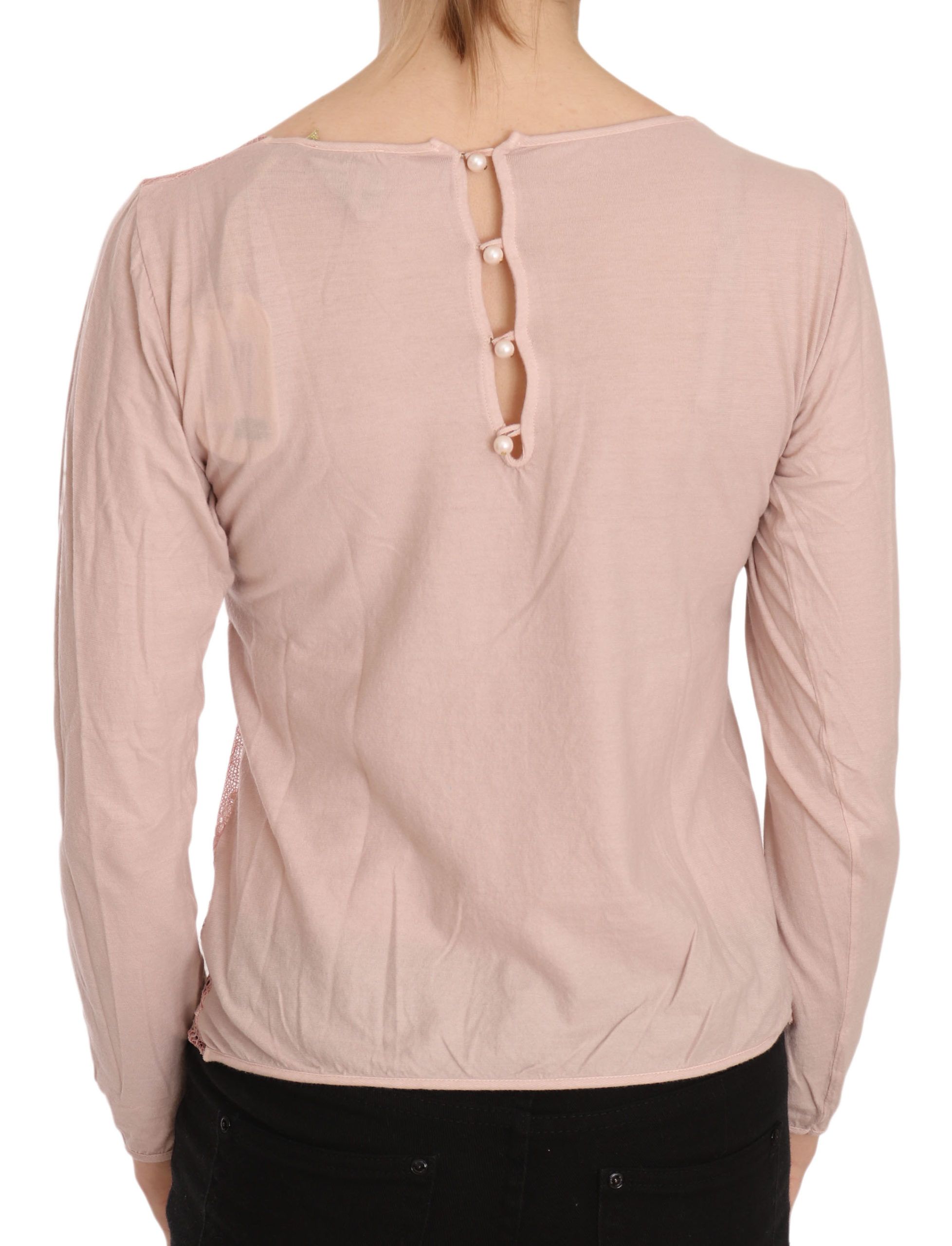 1175993.jpg Chic Pink See-Through Cotton Blouse - Image 3