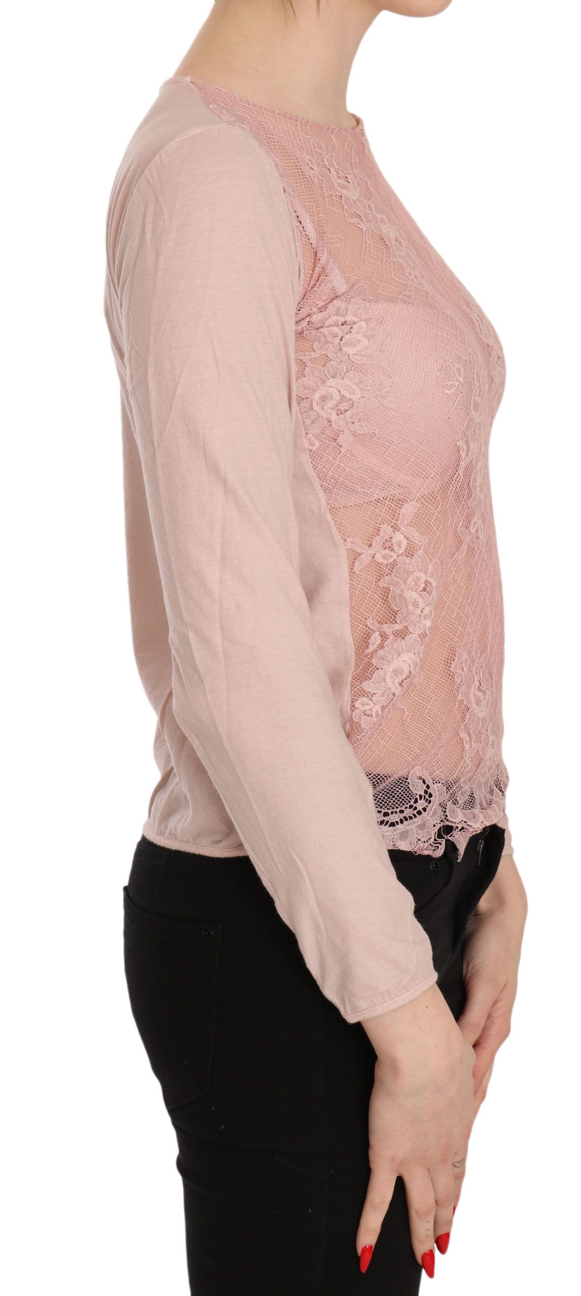 1176002.jpg Chic Pink See-Through Cotton Blouse - Image 5