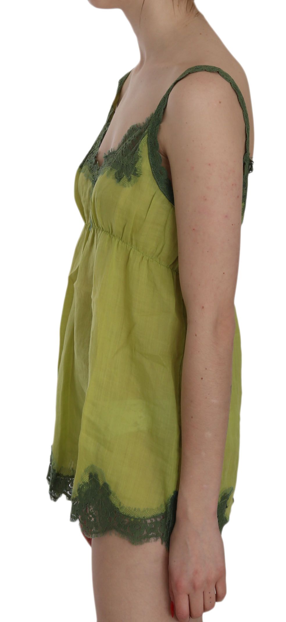 1176032.jpg Elegant Green Lace Linen Tank Top - Image 2
