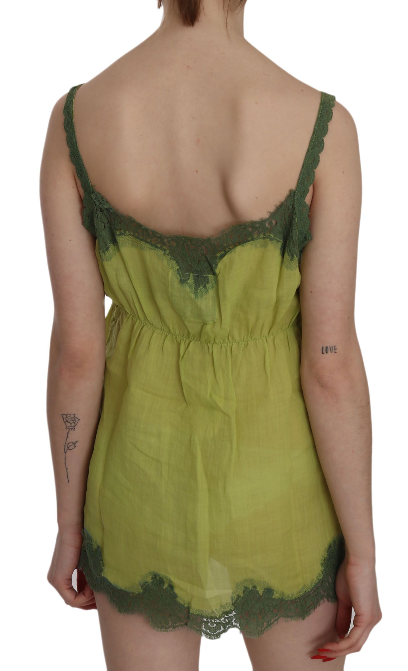 1176035.jpg Elegant Green Lace Linen Tank Top - Image 3