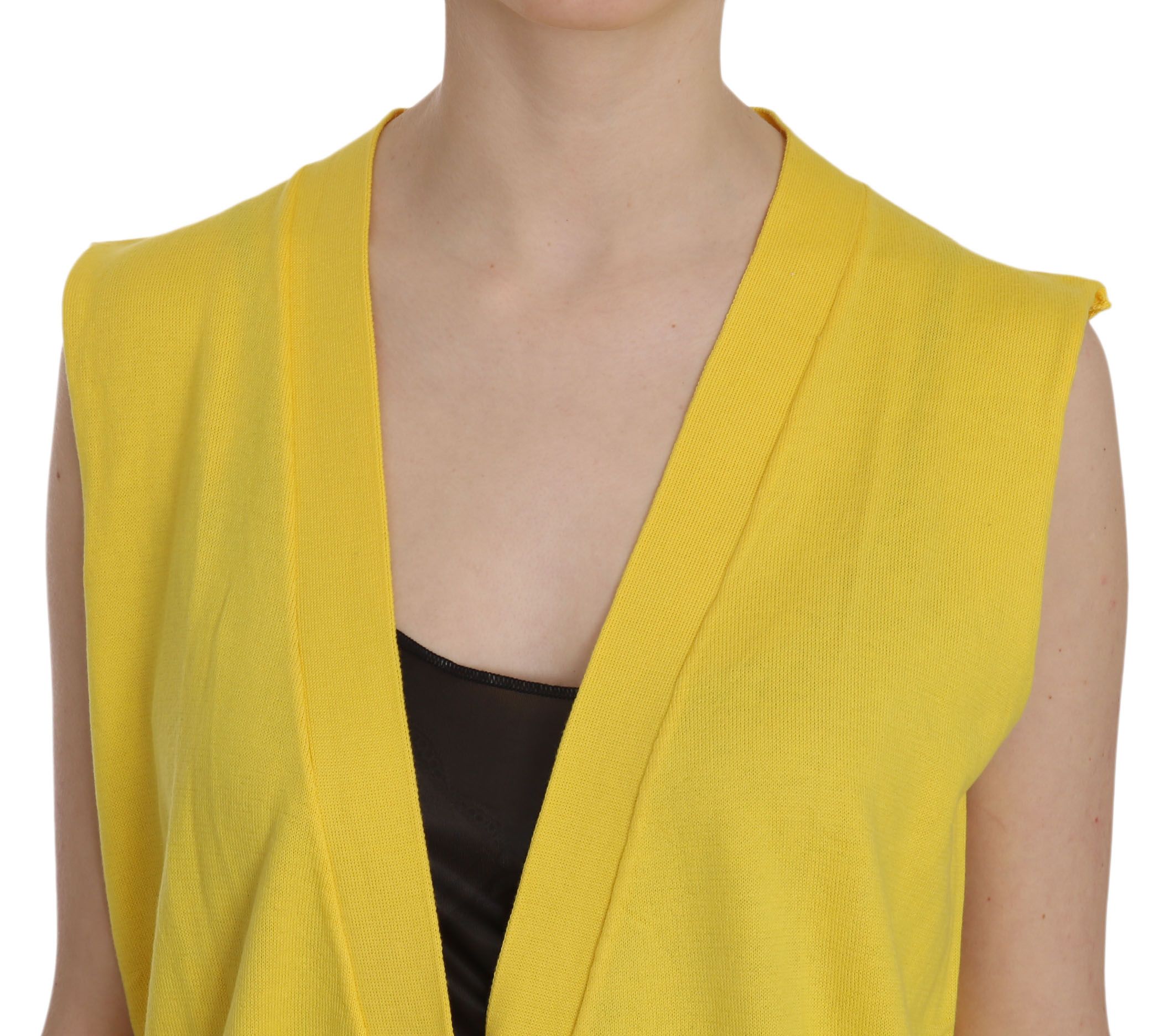 1176122.jpg Elegant Yellow Sleeveless Cotton Vest - Image 5