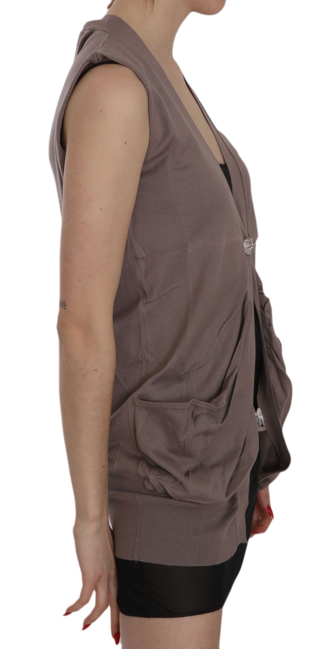 1176137.jpg Chic Sleeveless Cotton Cardigan Top - Image 2