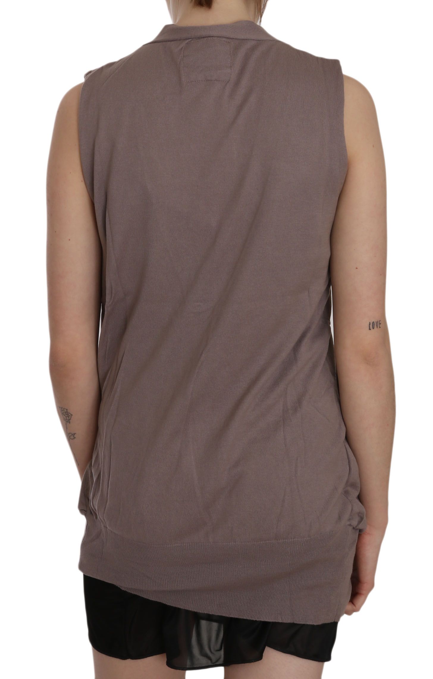 1176143.jpg Chic Sleeveless Cotton Cardigan Top - Image 4