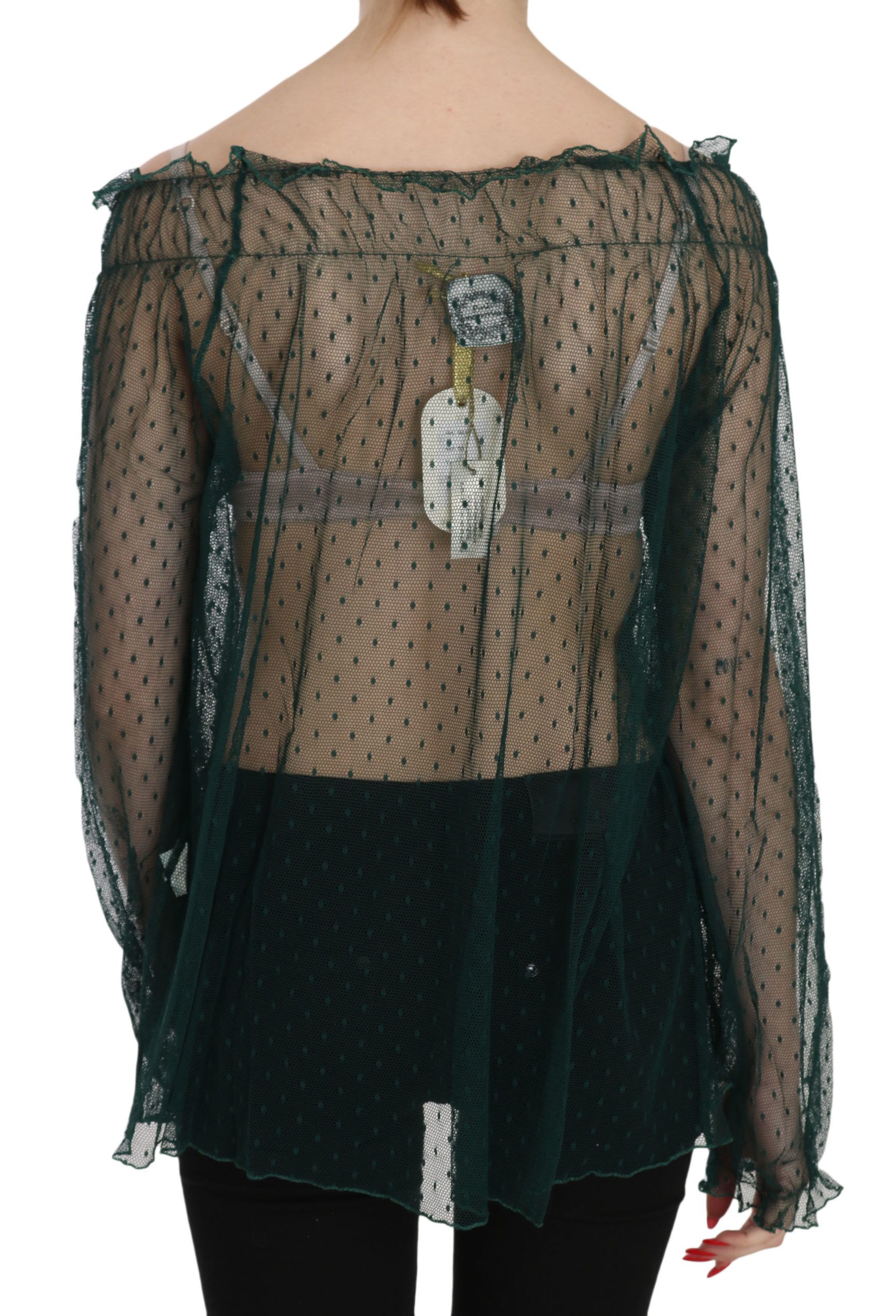 1176167.jpg Elegant Green Mesh Long Sleeve Top - Image 4