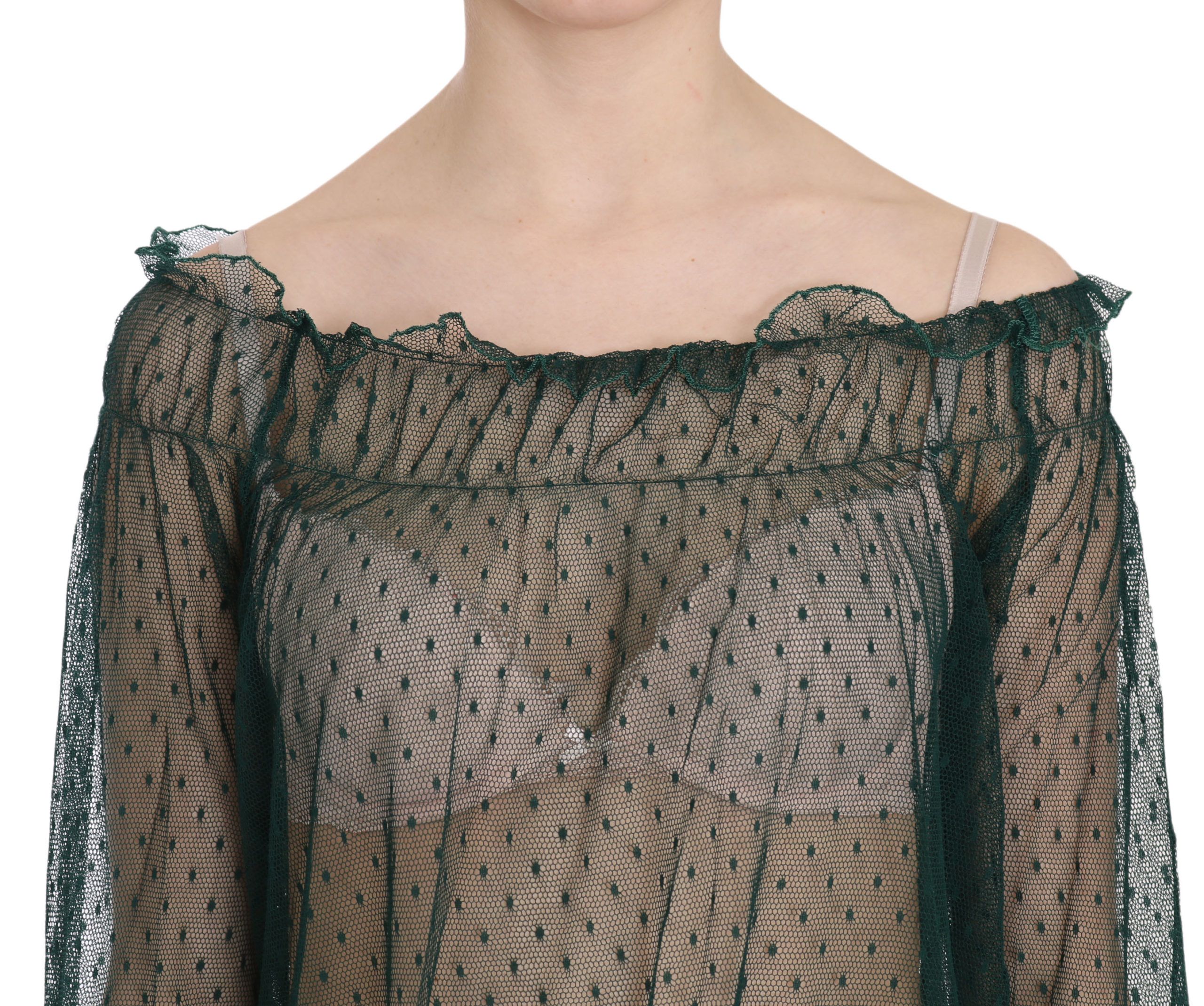 1176170.jpg Elegant Green Mesh Long Sleeve Top - Image 5
