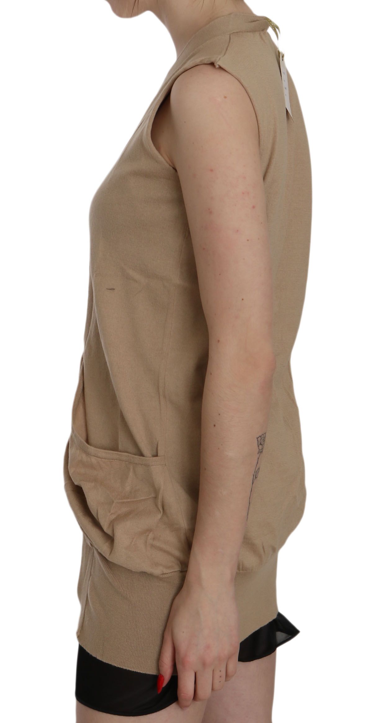 1176215.jpg Elegant Sleeveless Cotton Cardigan Top - Image 3