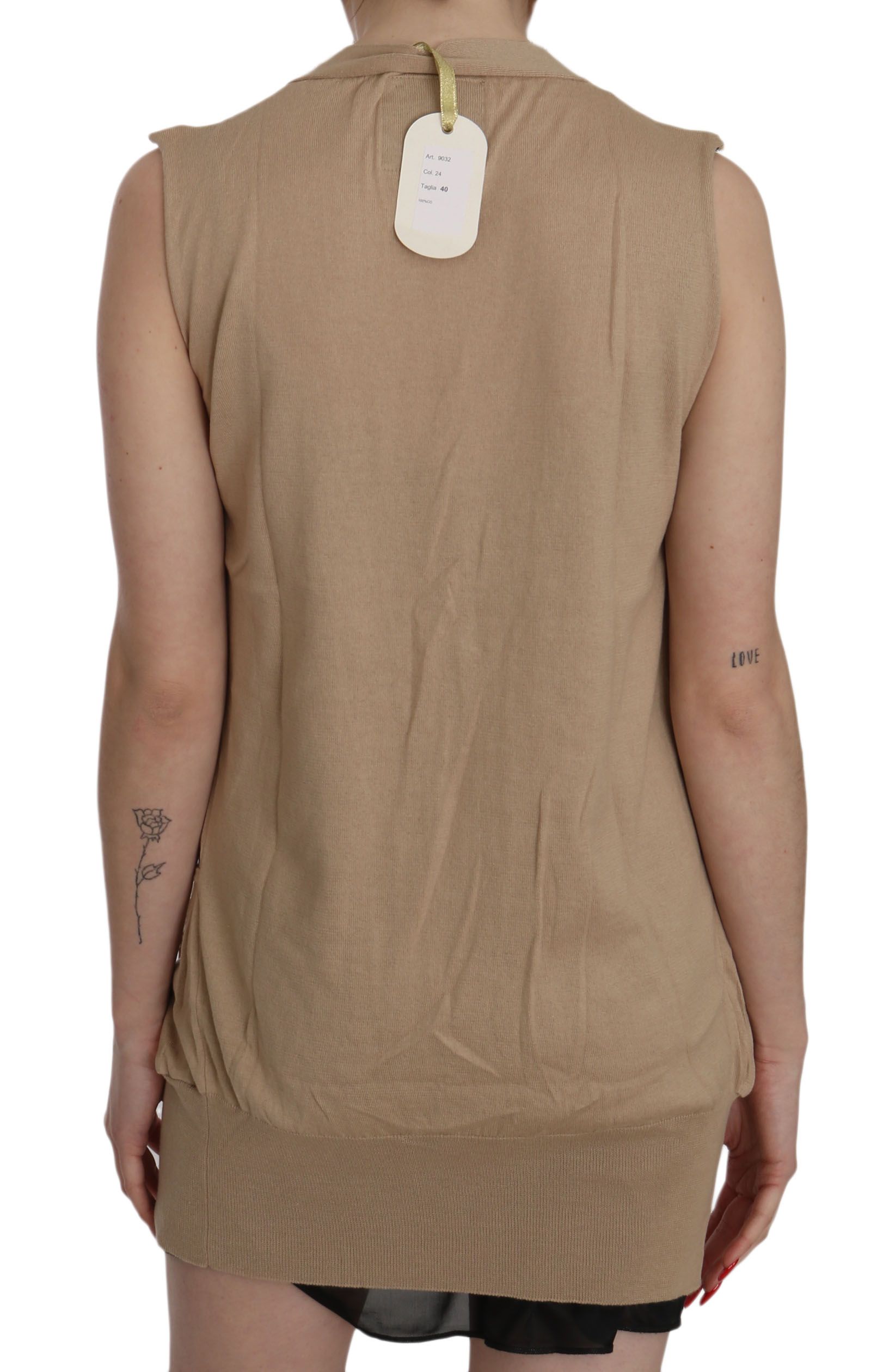 1176218.jpg Elegant Sleeveless Cotton Cardigan Top - Image 4