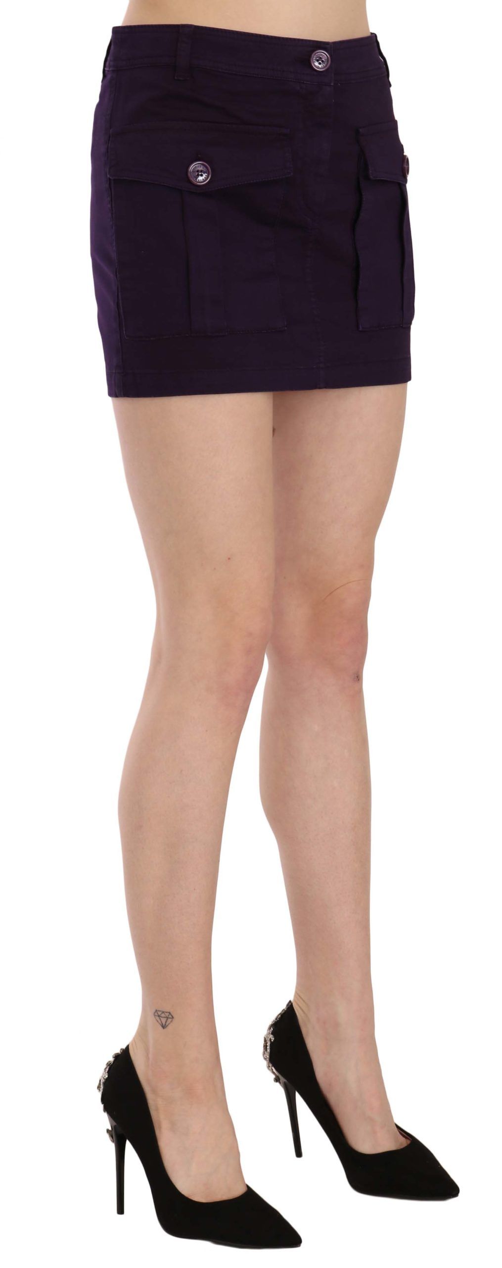 1177559.jpg Elegant Purple High-Waist A-Line Mini Skirt - Image 2