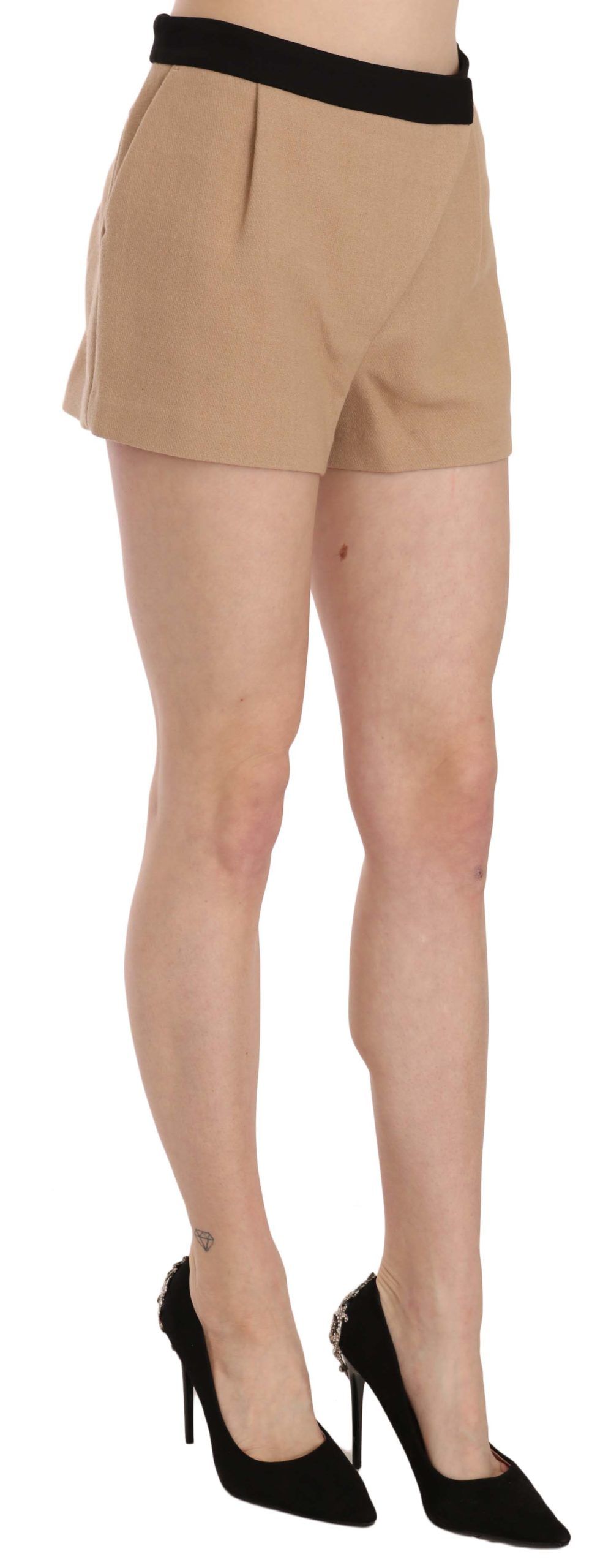1177628.jpg Chic Beige Mid Waist Mini Shorts - Image 4