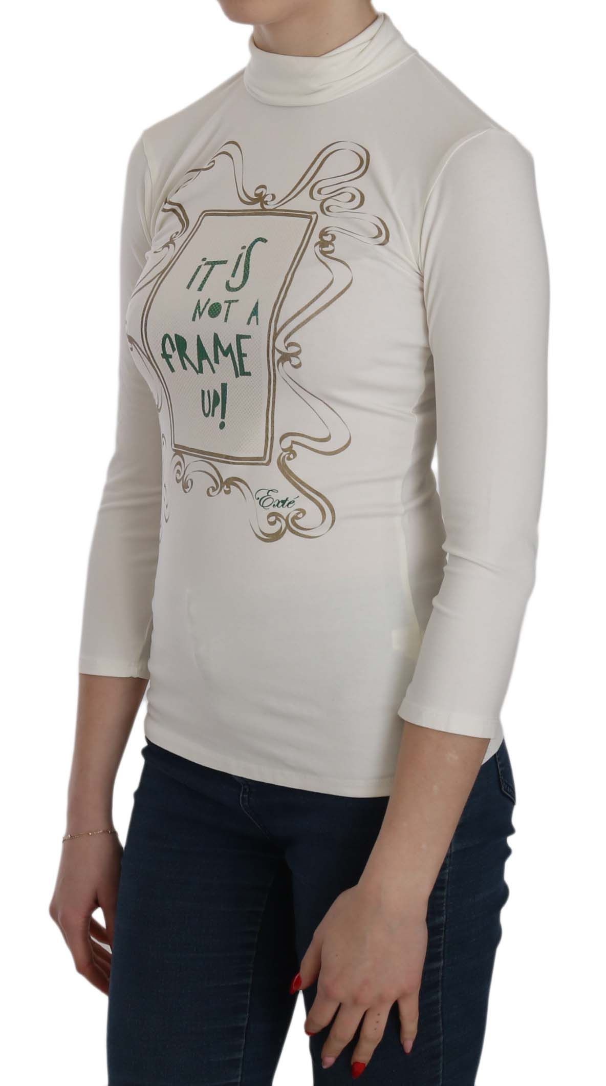 1178090.jpg Chic White Printed Turtle Neck Blouse - Image 3