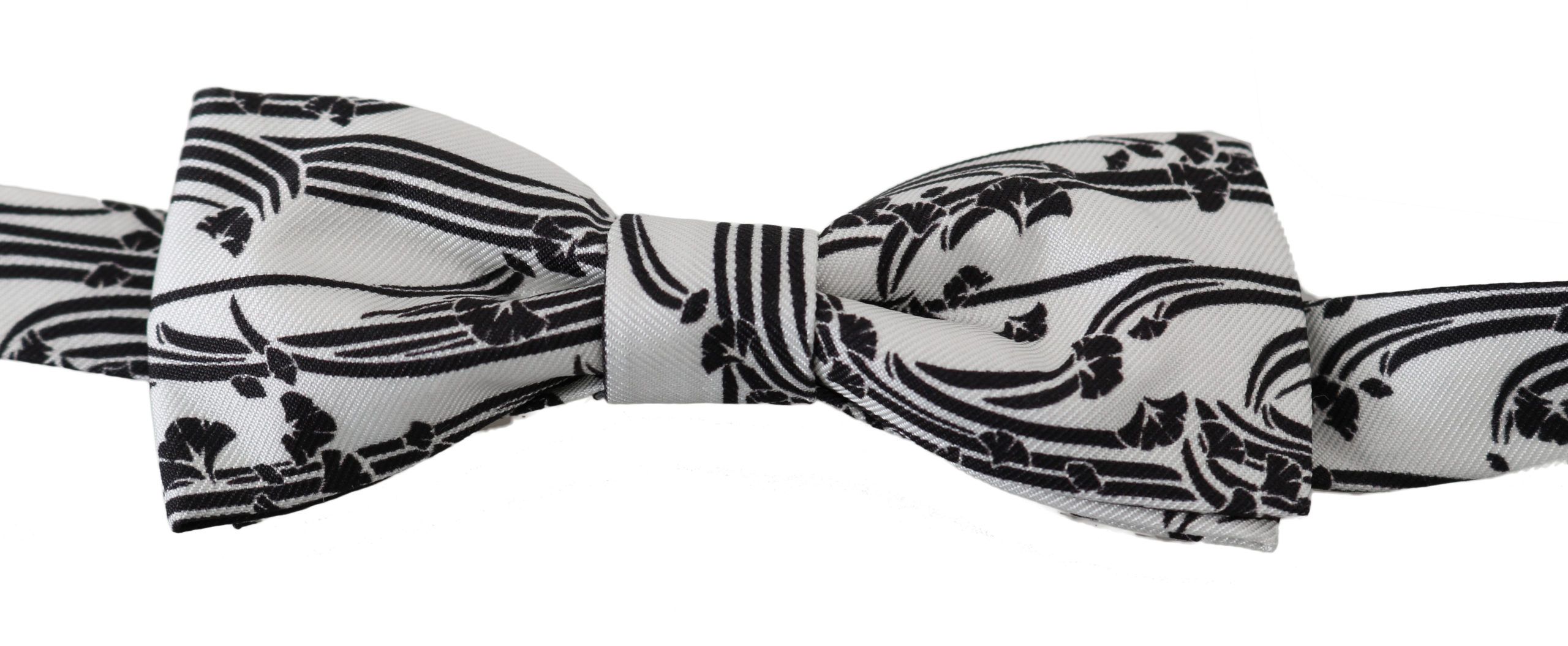 1178624.jpg Elegant White Patterned Silk Bow Tie - Image 2