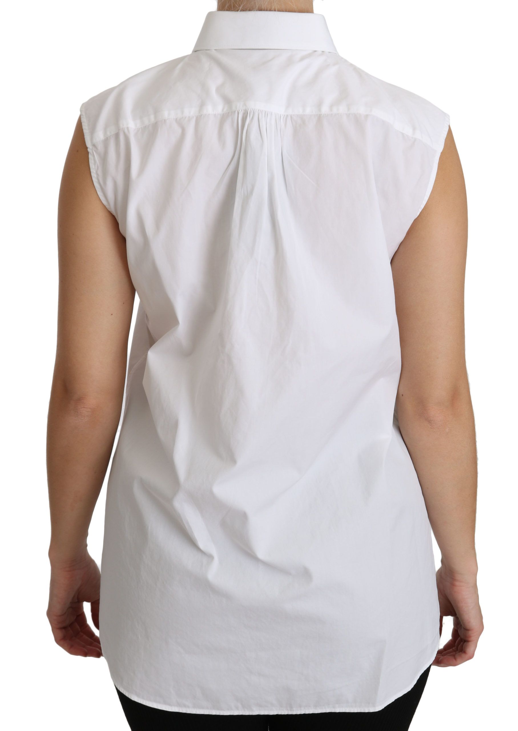 1202537.jpg Chic White Cotton Sleeveless Polo Top - Image 4