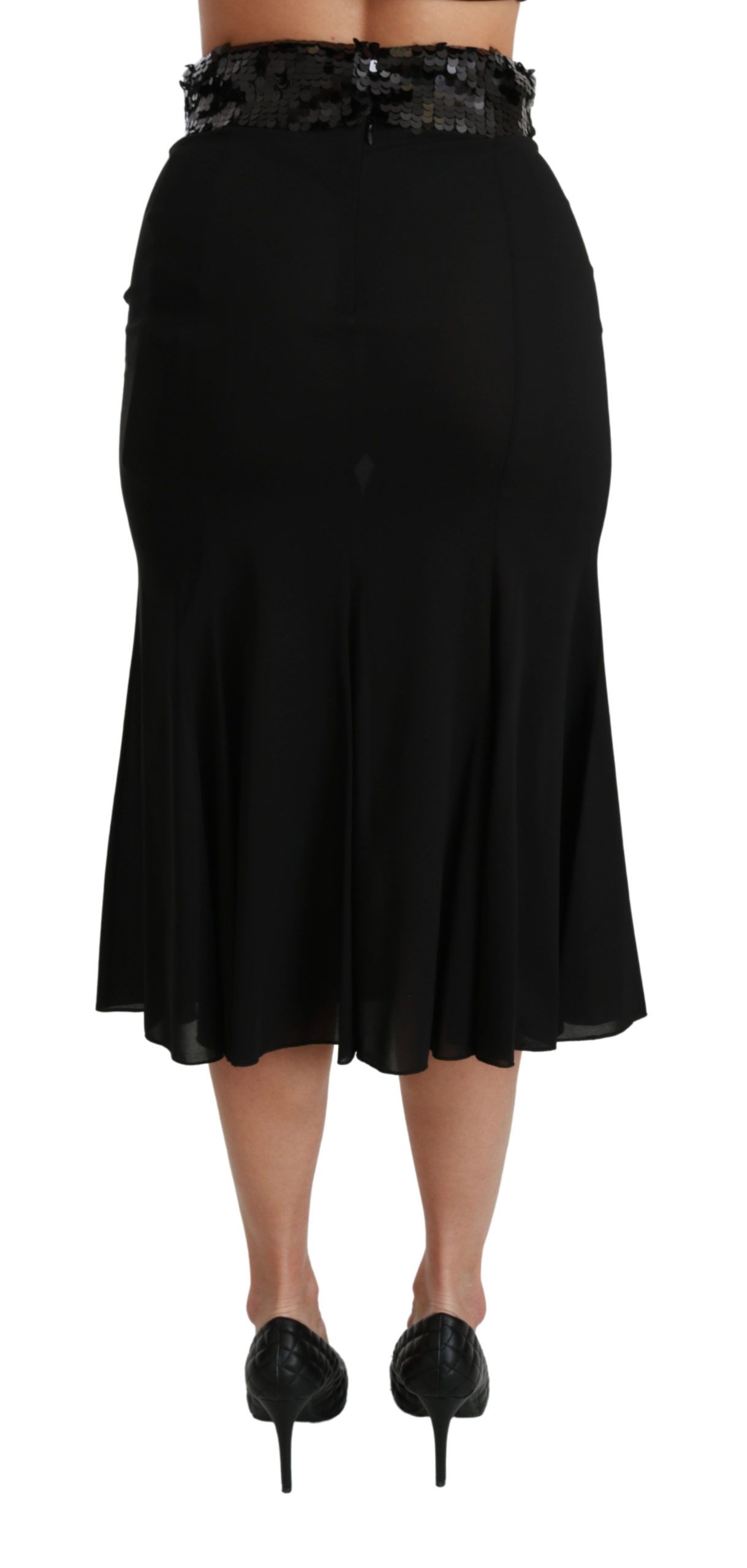 1240822.jpg Elegant High Waist Sequin Black Skirt - Image 5