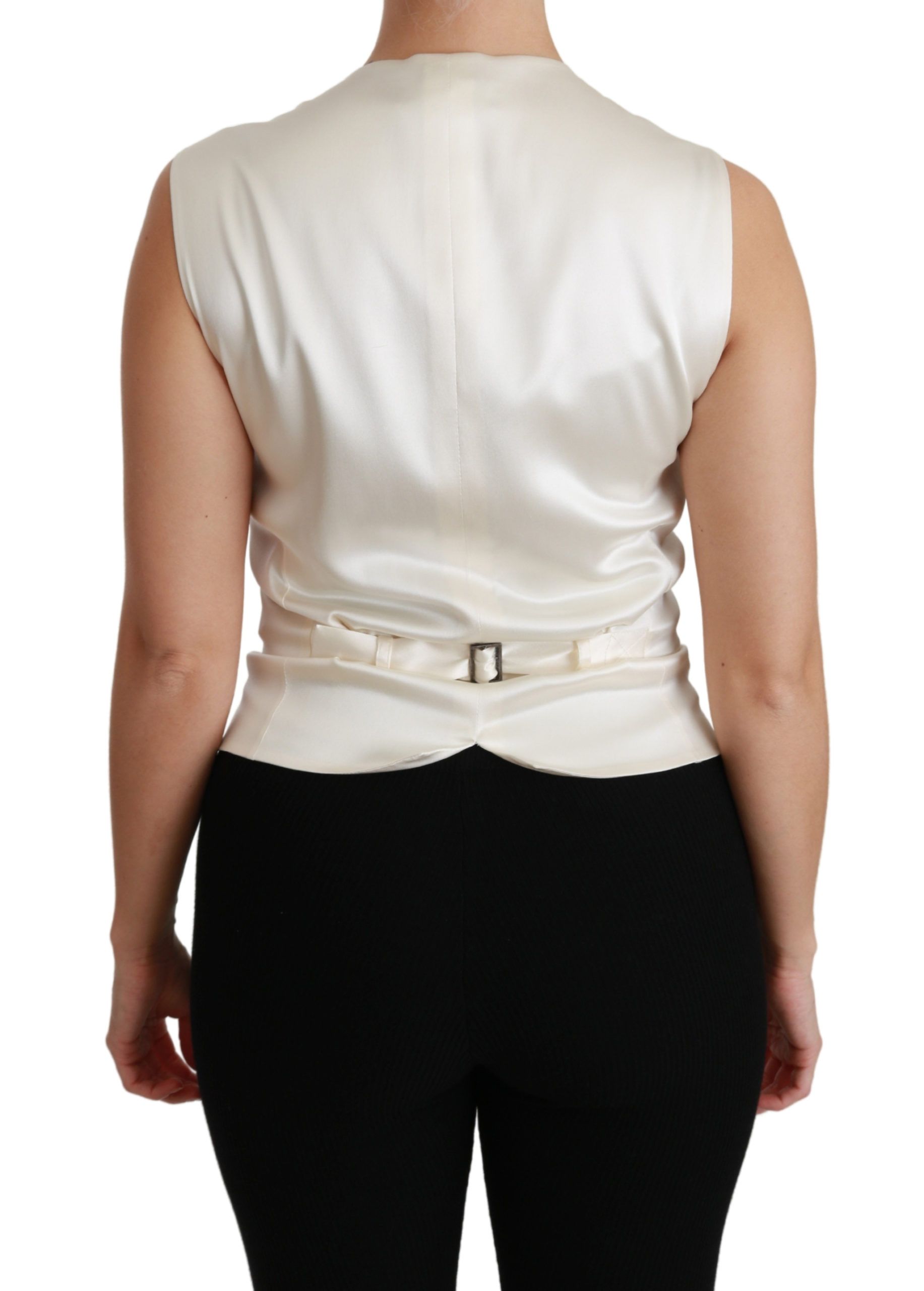 1262425.jpg Elegant Silk Sleeveless Vest in Black & White - Image 4