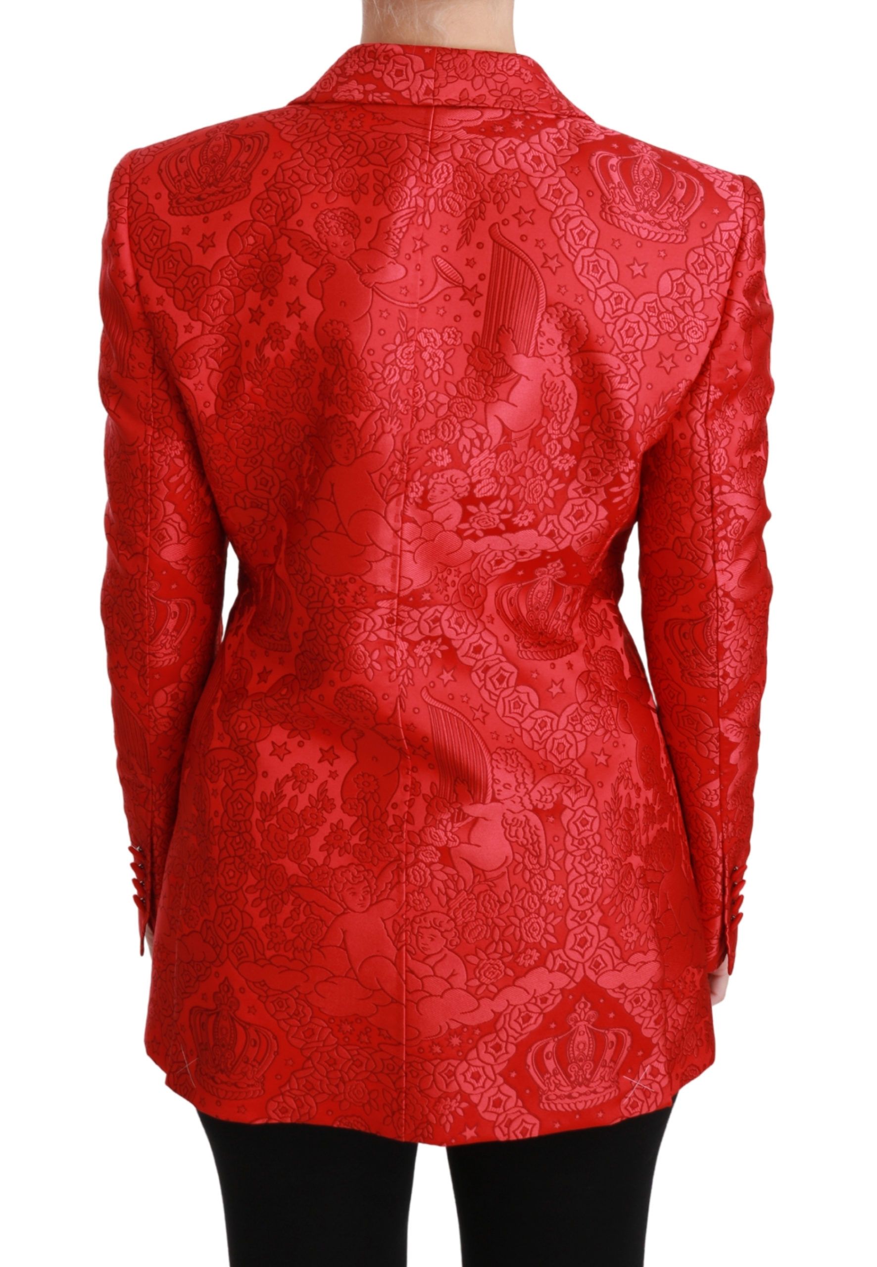 1267781.jpg Red Floral Angel Pattern Blazer - Image 4
