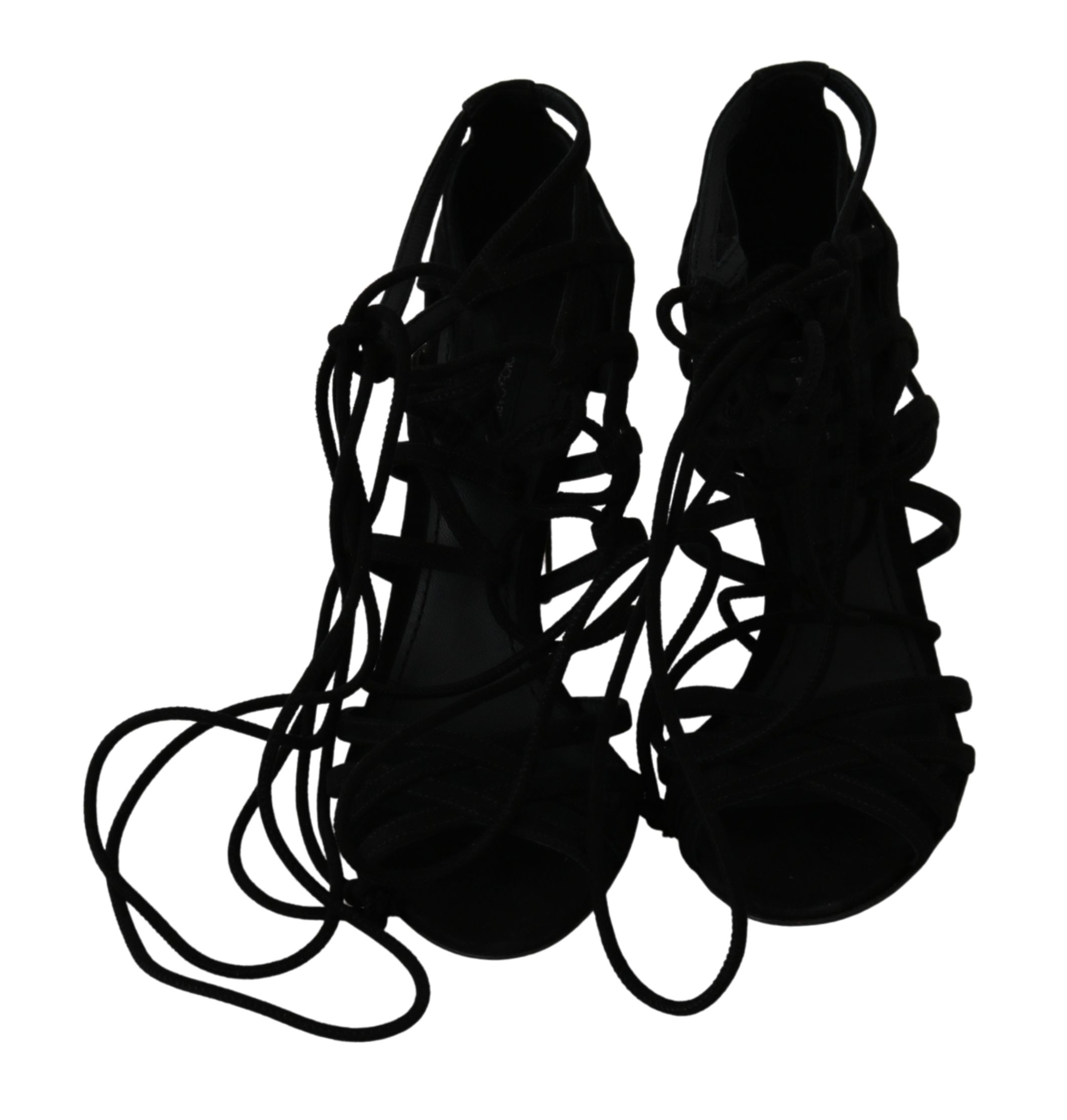 1271226.jpg Elegant Black Suede Stiletto Ankle Strap Sandals - Image 4