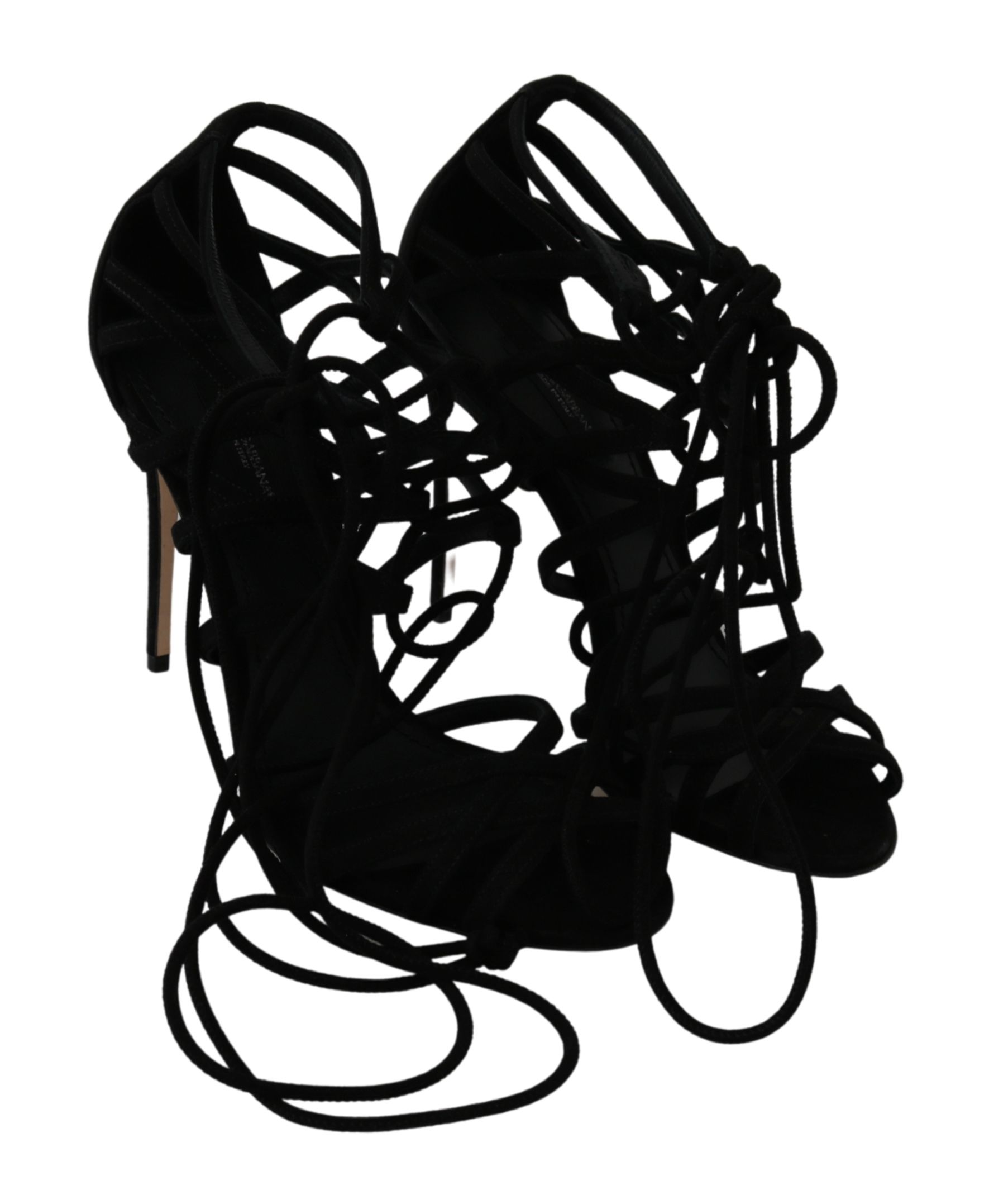1271227.jpg Elegant Black Suede Stiletto Ankle Strap Sandals - Image 5