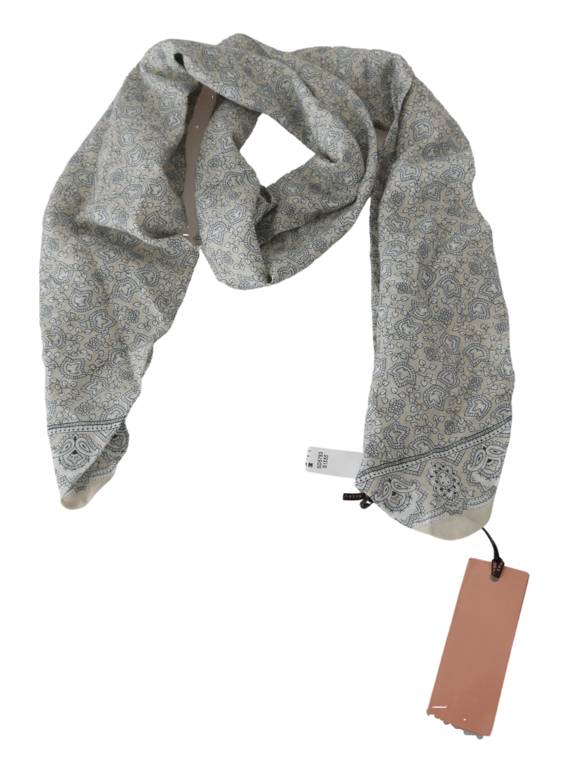 1293483.jpg Chic Cotton Scarf in Beige & Blue Fantasy Print - Image 3