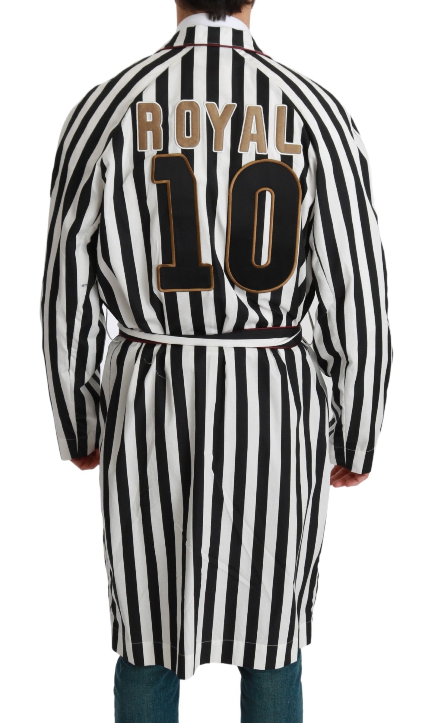 1306428.jpg Elegant Belted Robe Nightgown in Black & White - Image 3