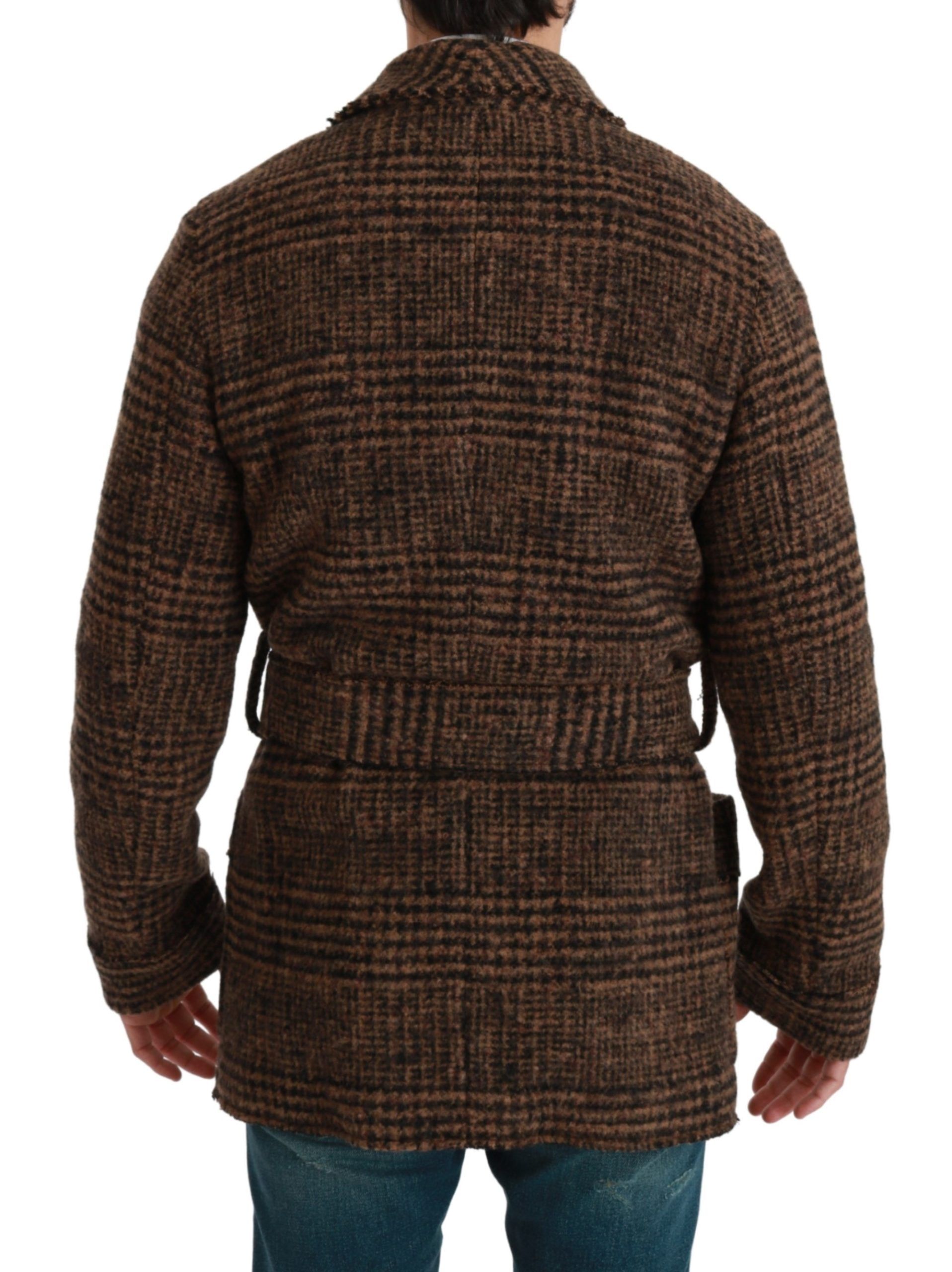 1306486.jpg Elegant Brown Alpaca Blend Belted Cape Jacket - Image 4