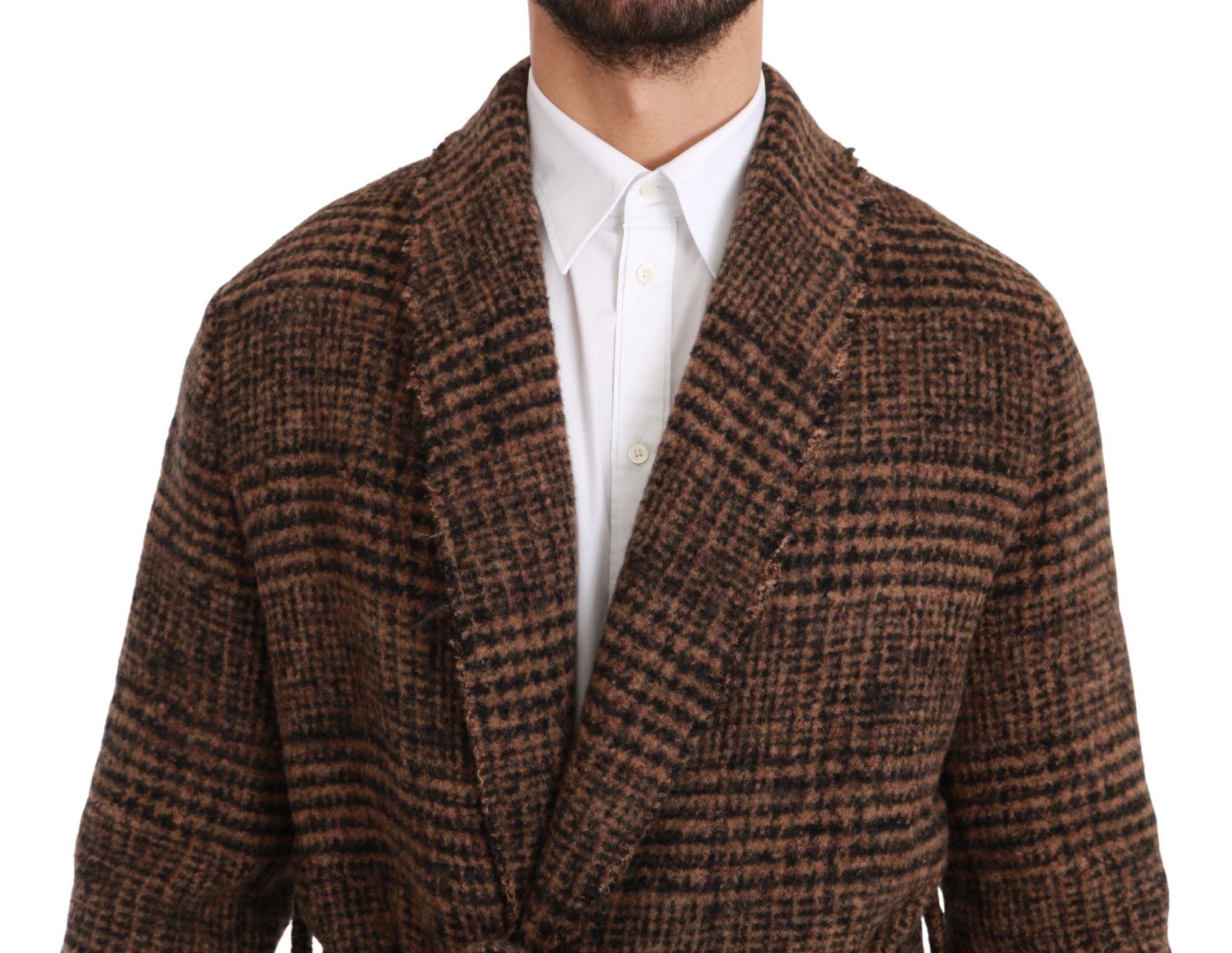 1306487.jpg Elegant Brown Alpaca Blend Belted Cape Jacket - Image 5